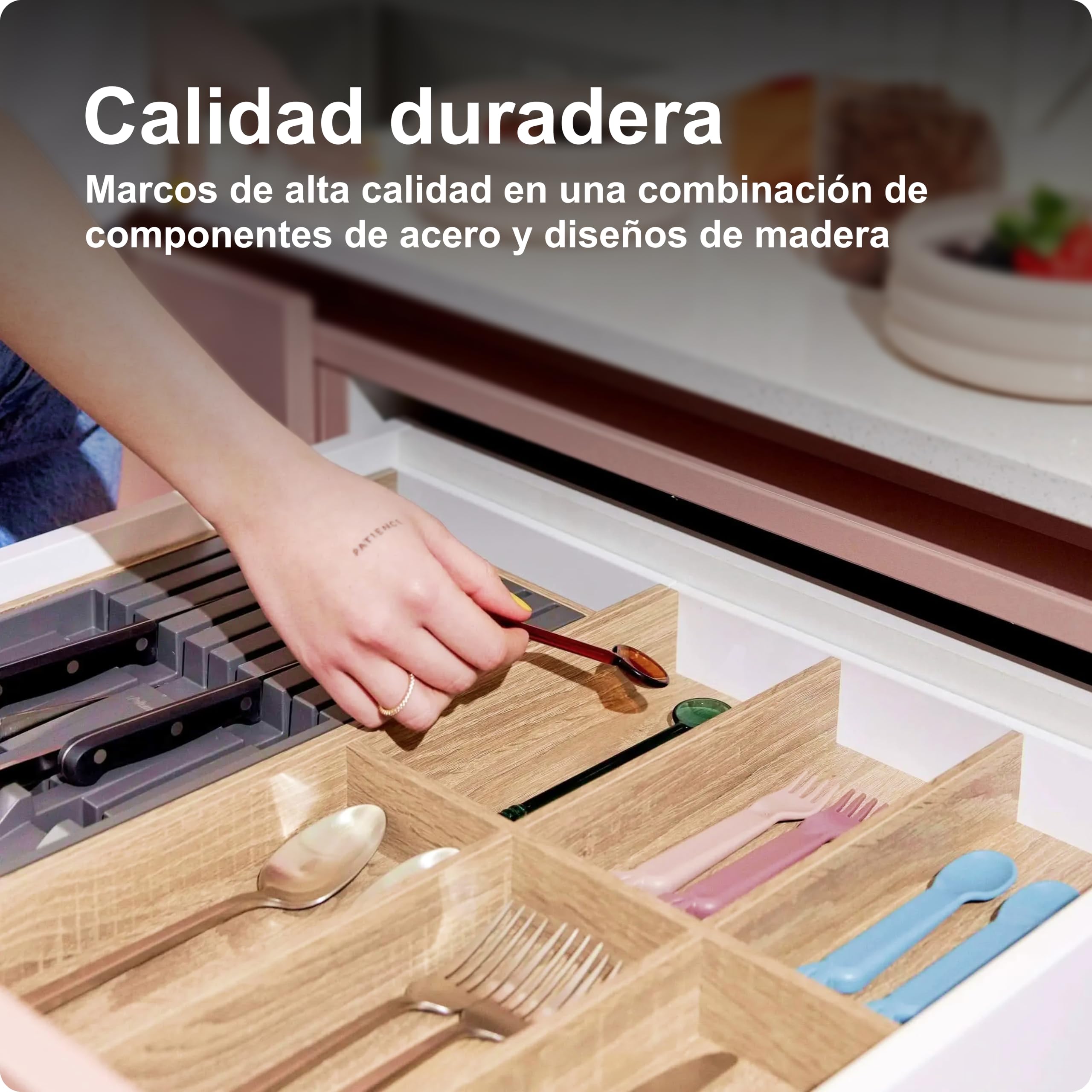 Blum AMBIA-LINE cubertero | organizador de cajón premium para cocinas modernas | protege, ordena y organiza cubiertos con claridad | con pies antideslizantes | 47 × 30 × 5 cm | Roble Bardolino