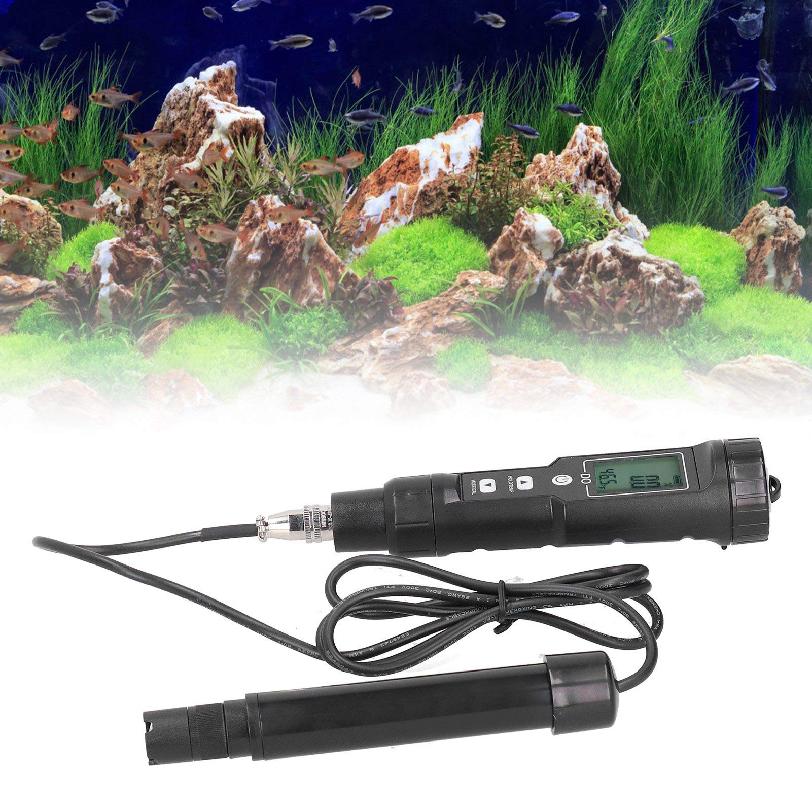 01 Misuratore Portatile di Ossigeno disciolto e Temperatura, intervallo di misurazione: 0-40,0 MG/l, compensazione Automatica della Temperatura, Adatto per acquacoltura d'Acqua Dolce,