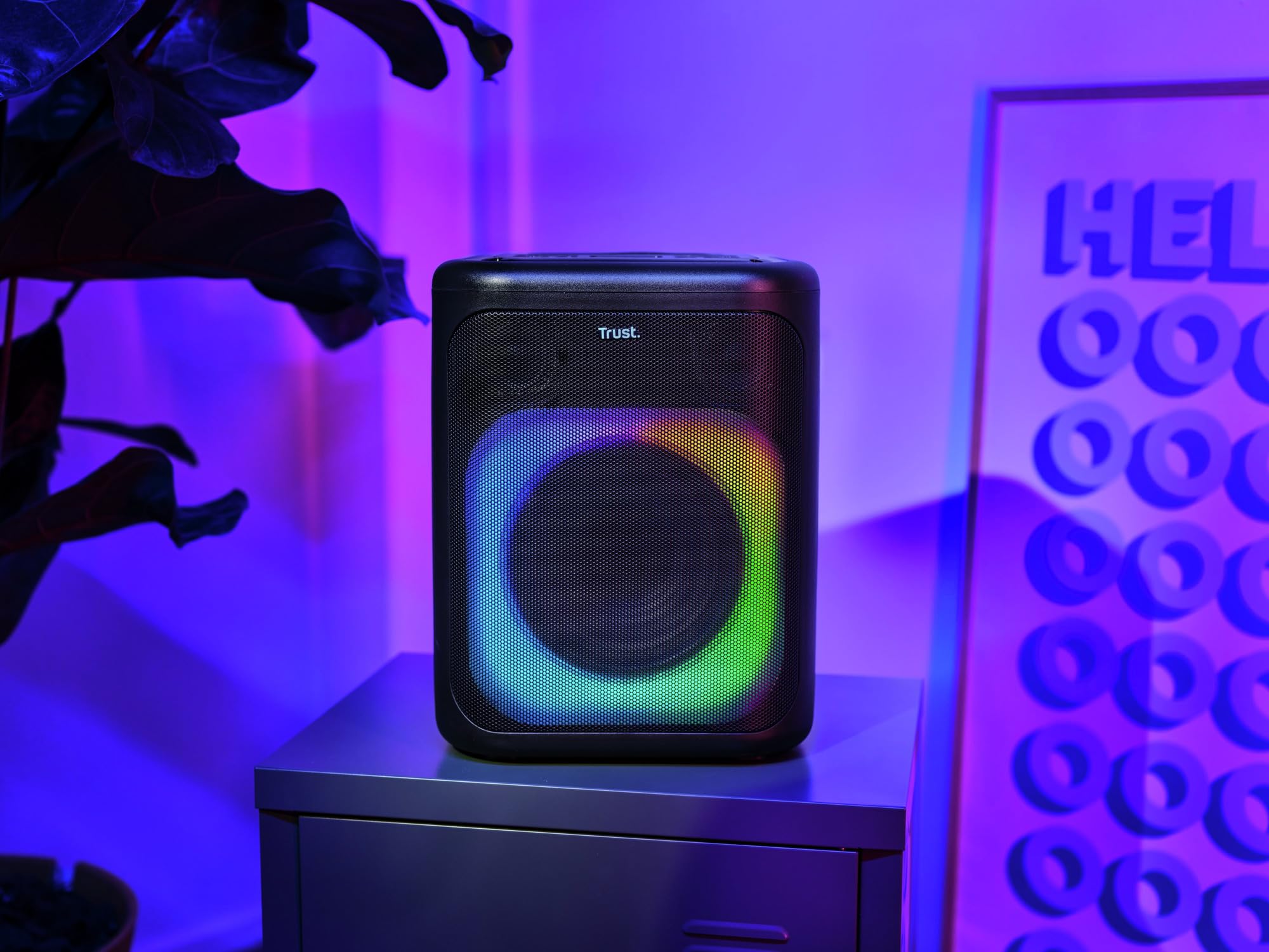 Trust Azura Cassa Bluetooth Portatile 100W per Feste, Altoparlante Bluetooth LED RGB Wireless Party Speaker Intemperie IPX4, Batteria Ricaricabile 11 Ore, 2 Ingressi per Microfono Karaoke - Nero
