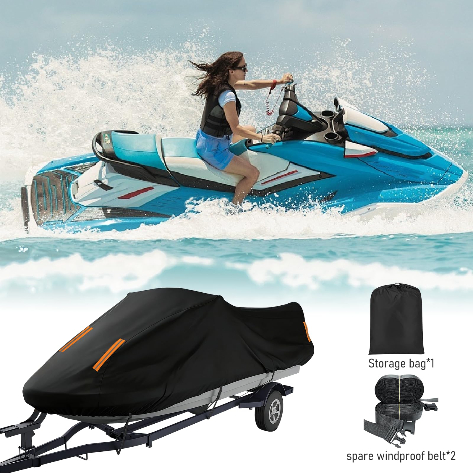 Funda Impermeable para Moto acuática para Sea-Doo GTX 300 2022-2024,Fundas Motos acuáticas 300D Oxford,Resistentes Rayos UV y para Todo Tipo de Clima con Bolsa de Almacenamiento