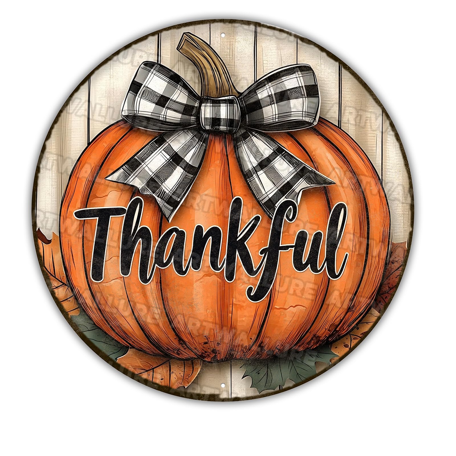 Round Pumpkin Vintage Sign Thanksgiving Day Pumpkin Metal Tin Sign for Indoor Outdoor Home Porch Window Decor 12x12inch