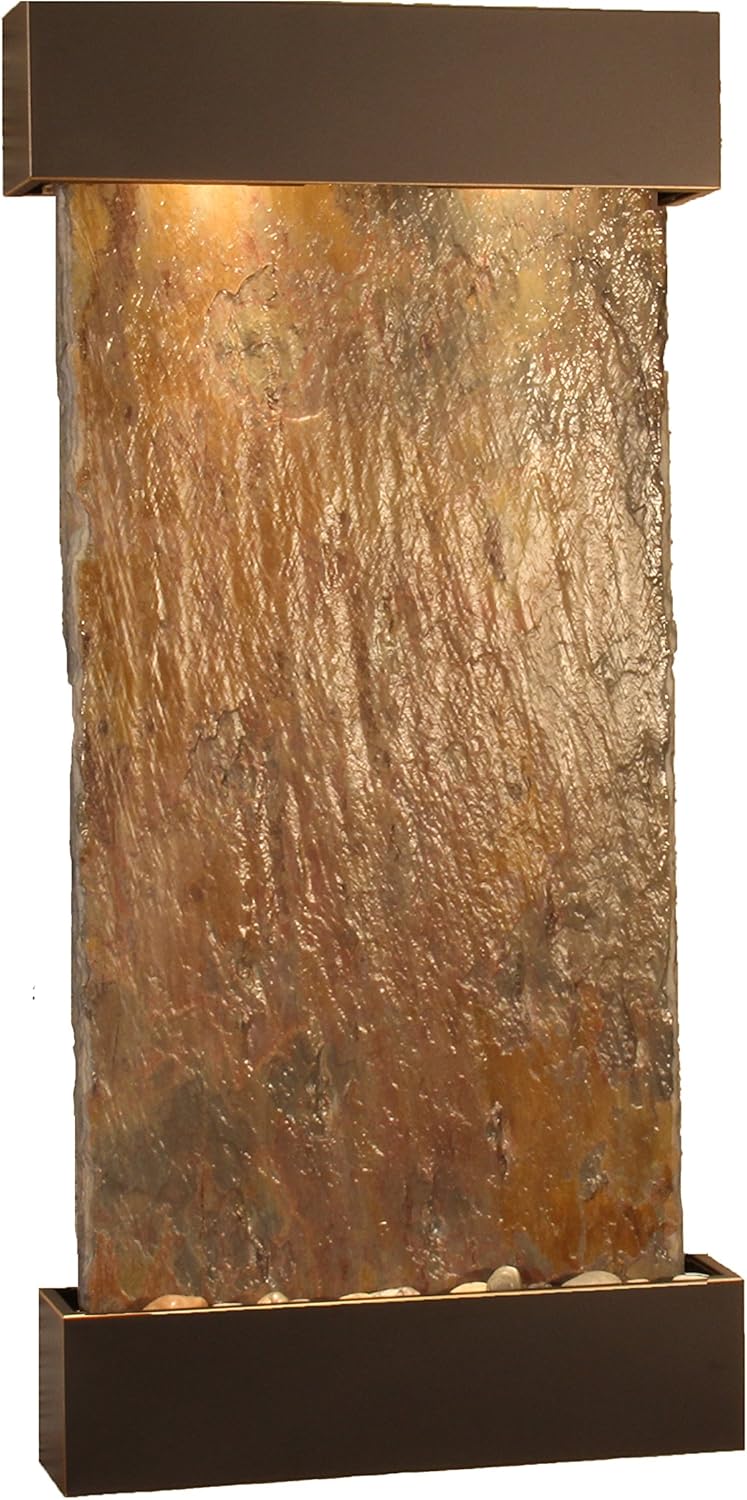 Whispering Creek Water Feature with Blackened Copper Trim and Square Edges (Natural Multi-color Slate) : Home & Kitchen