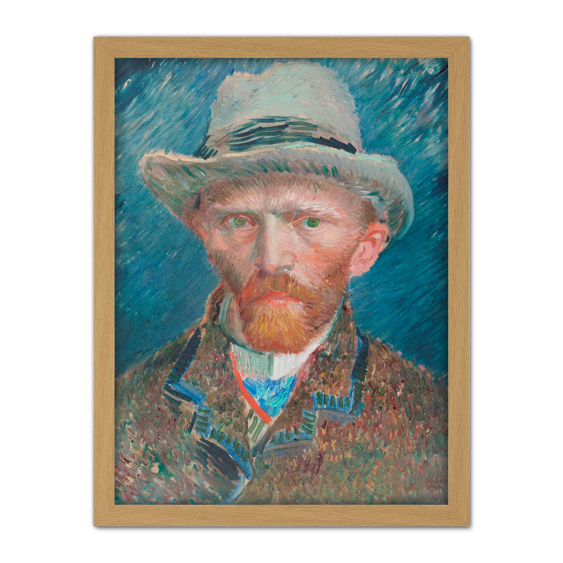 Artery8 Vincent Van Gogh Self Portrait Illustration Artwork Framed Wall Art Print 18X24 Inch