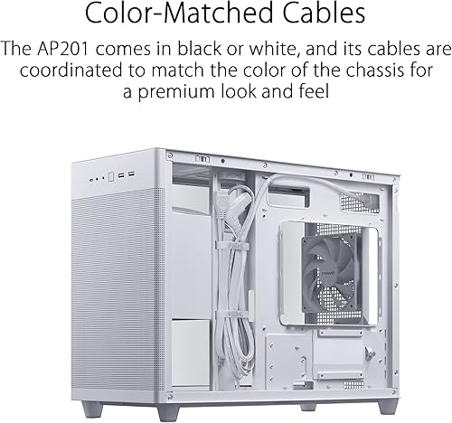Miniatura 3 de ASUS Prime AP201 - Carcasa blanca Micro ATX para PC, edición de vidrio templado, compatible con tarjetas gráficas de hasta 13.307 in, refrigeradores