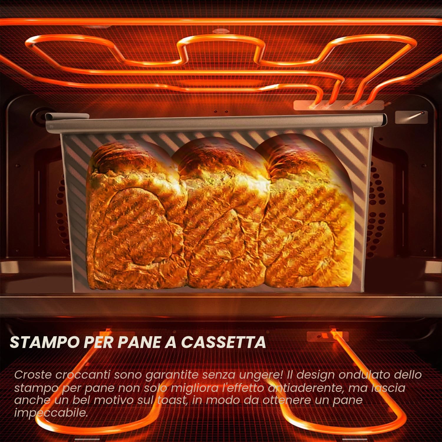 Stampo per Pane in Cassetta, 21 x 12 x 11,7 cm Stampo Per Pane in Cassetta con Coperchio, Antiaderente Stampo per Plumcake 450g Pasta, Teglia per Pane per pane, arrosto e