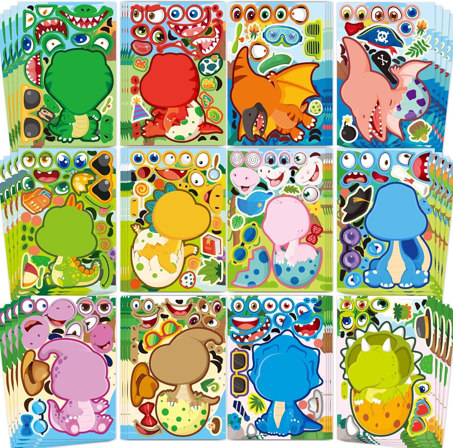 48 Sheets Dinosaur Stickers for Children,Dinosaur Toys Party Bag Fillers