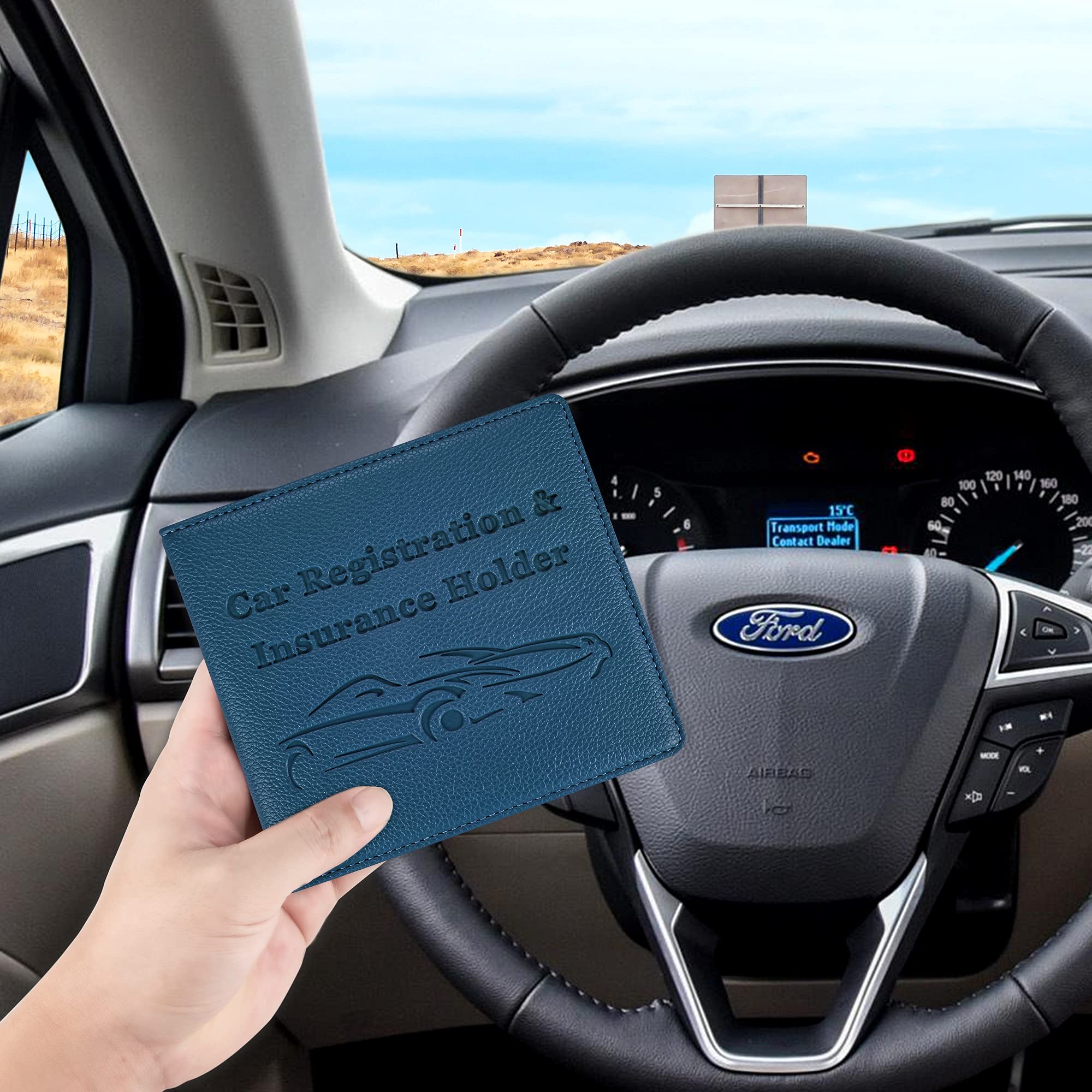 Car Registration and Insurance Holder Premium PU Leather Vehicle Glove Box Car Organizer Men Women Wallet Accessories Case — view 6