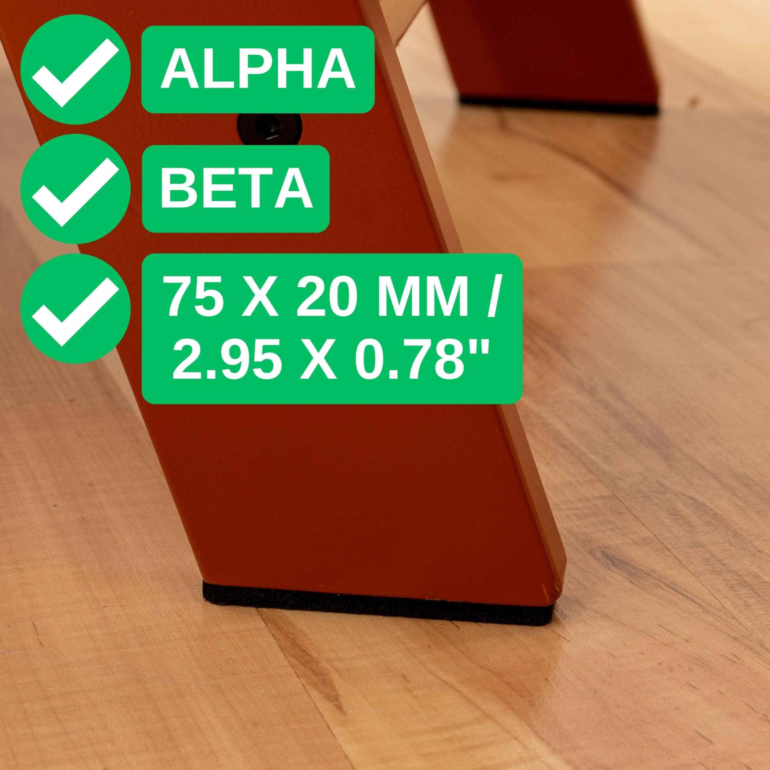 Felt glides with nubs for high chair 1 set, compatible with HAUCK ALPHA and BETA high chair without castors, in black - Image 2