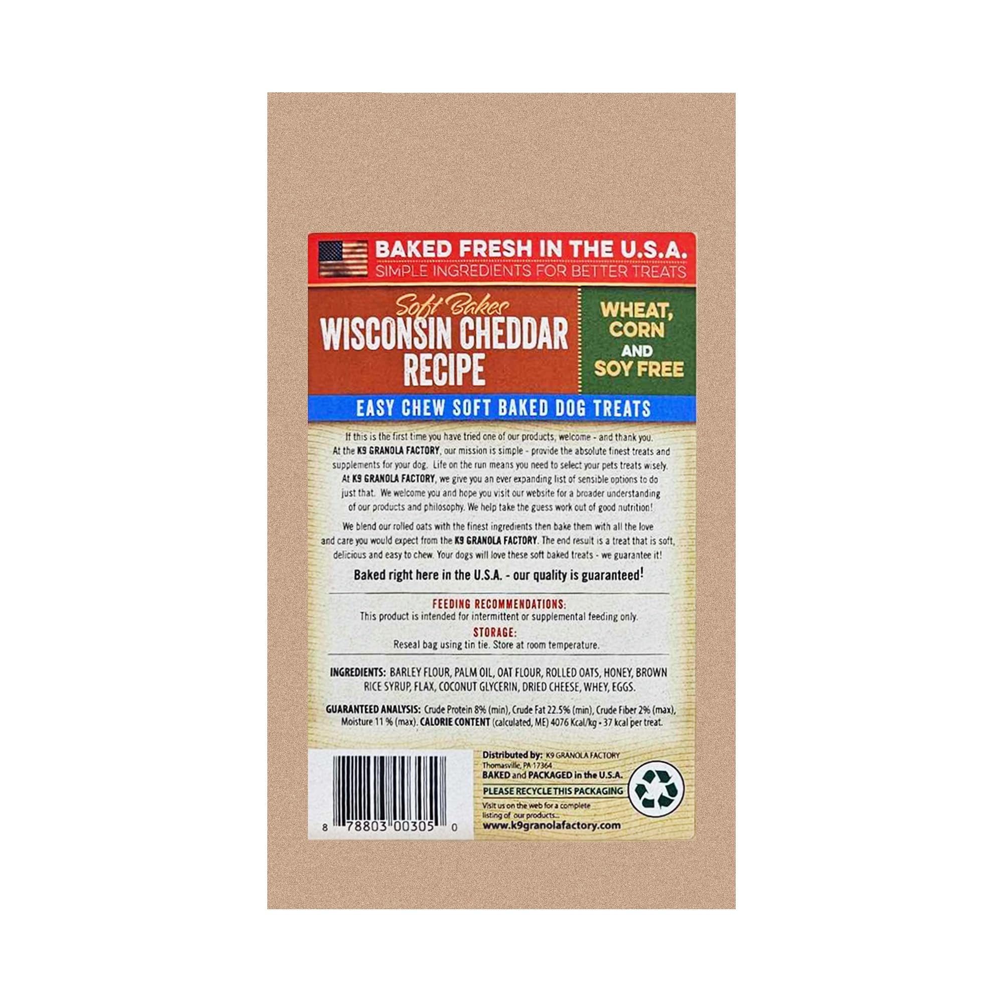 K9 Granola Factory Morbido cuoce Wisconsin Cheddar, 340,2 Gram