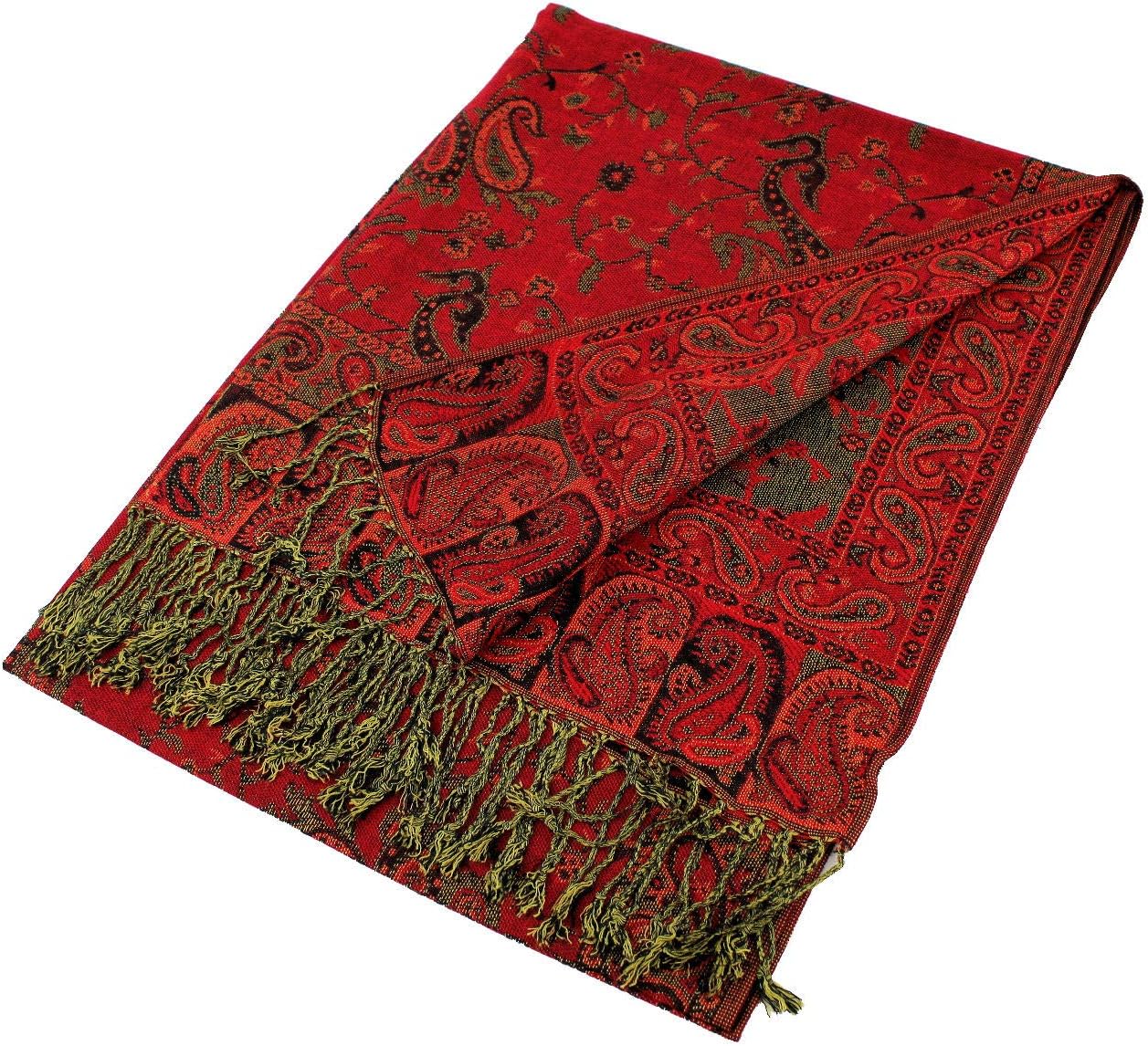 PASKMLNA Reversible Paisley Pashmina Shawl Wrap Elegant Colors - Image 6