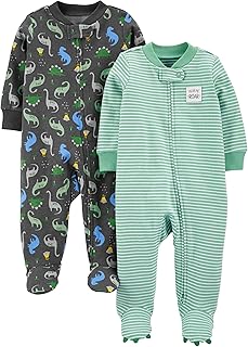 Simple Joys by Carter's baby-boys 2-way Zip Thermal Footed Sleep and Play, Pack of 2