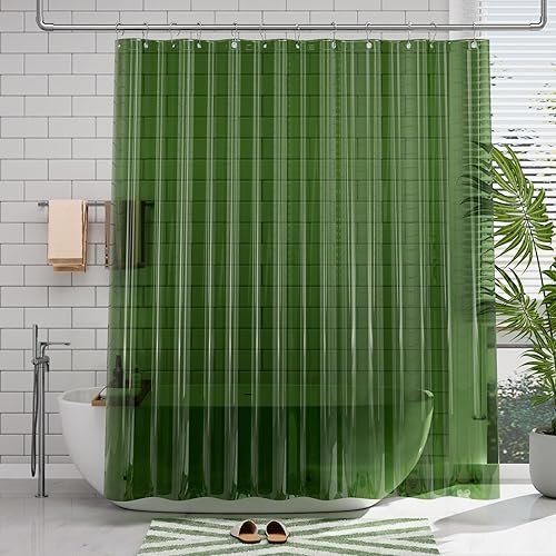 Miniatura 6 de AmazerBath Forro de cortina de ducha, 72 x 72 pulgadas, forro de cortina de ducha verde pino transparente, forro de cortina de ducha de plástico