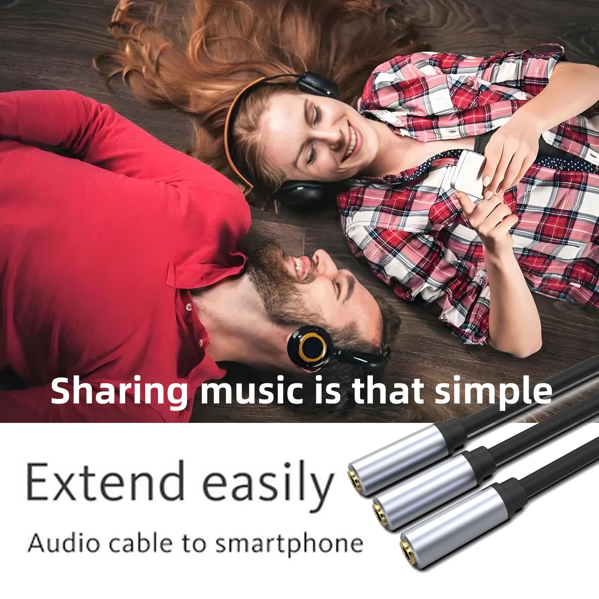 3,5 mm kabel rozdzielacza audio stereo pozłacany, TRS 1 męski na 3 żeński, 3-drożny kabel rozdzielacza audio stereo, 1 wejście 3-biegunowe (3-biegunowe)