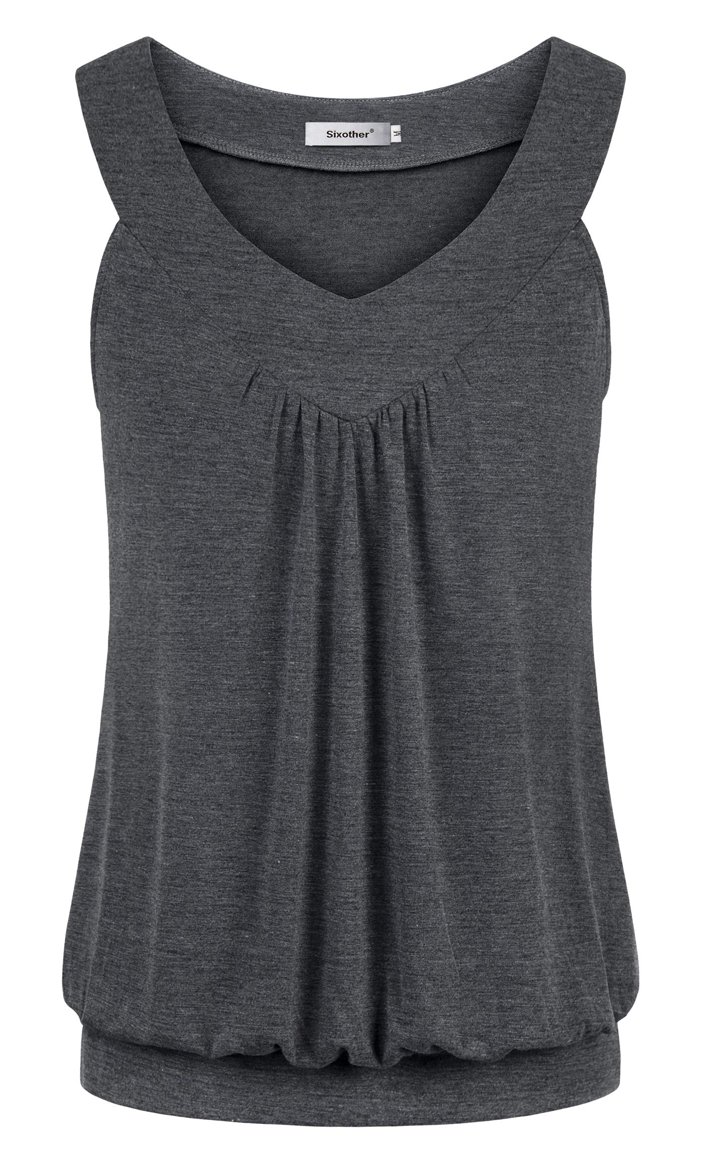 SixotherWomens Tank Tops V Neck Tops Cami Shirts Peated Flowy Tunics for Summer