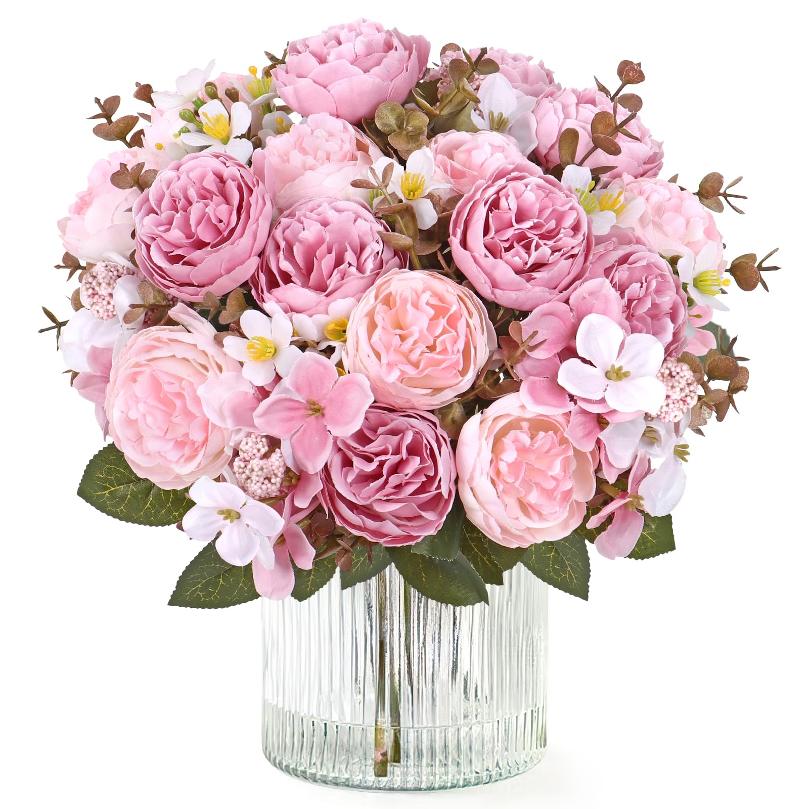 DEMIUKO 4 Bunches Peony Artificial Flowers Bouquet Lilac Pink Wedding Deko — image 1