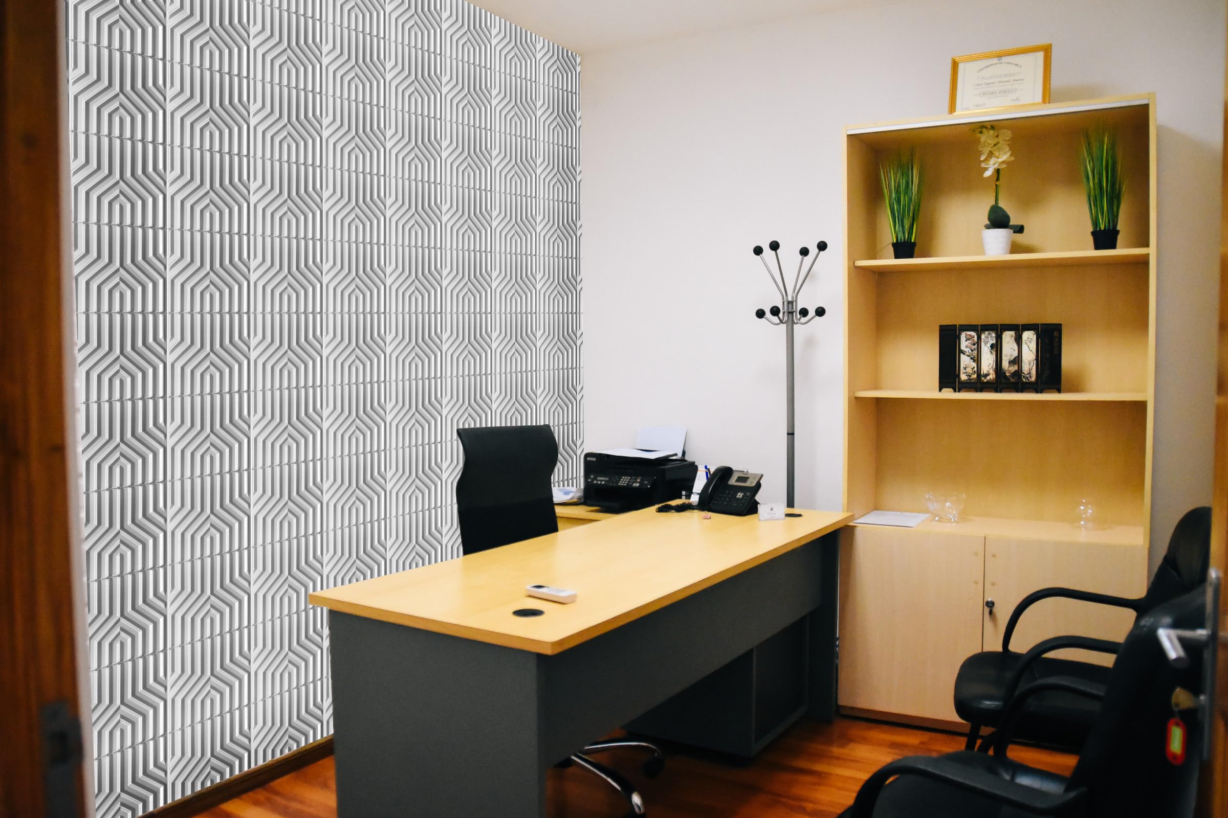 DECCART Pannelli Decorativi Per Pareti 3D - Pannelli Murali - Pannello Decorativo Parete - Polistirolo PSE - 50x50 cm Zigzag, Bianco,12m2