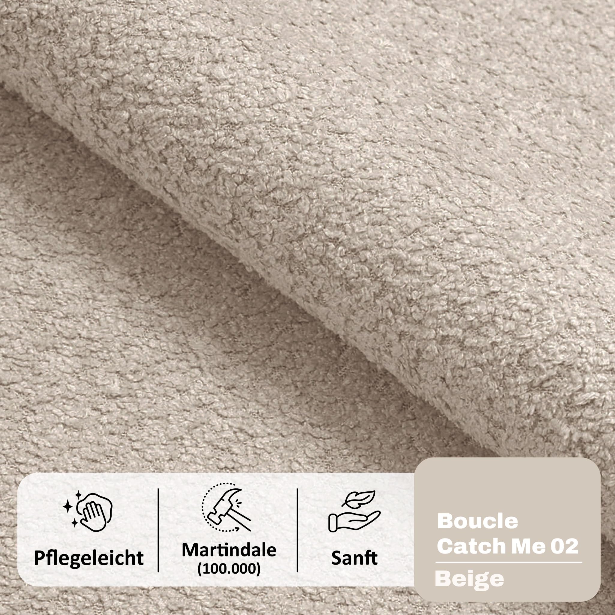 MOTIVENA Nunu Bubble Bett 180x200 Beige Boucle, mit Stauraum, mit Kopfteil, mit Lattenrost, ohne Füße, ohne Matratze, Bubble Polsterbett 180x200 mit Bettkasten Beige