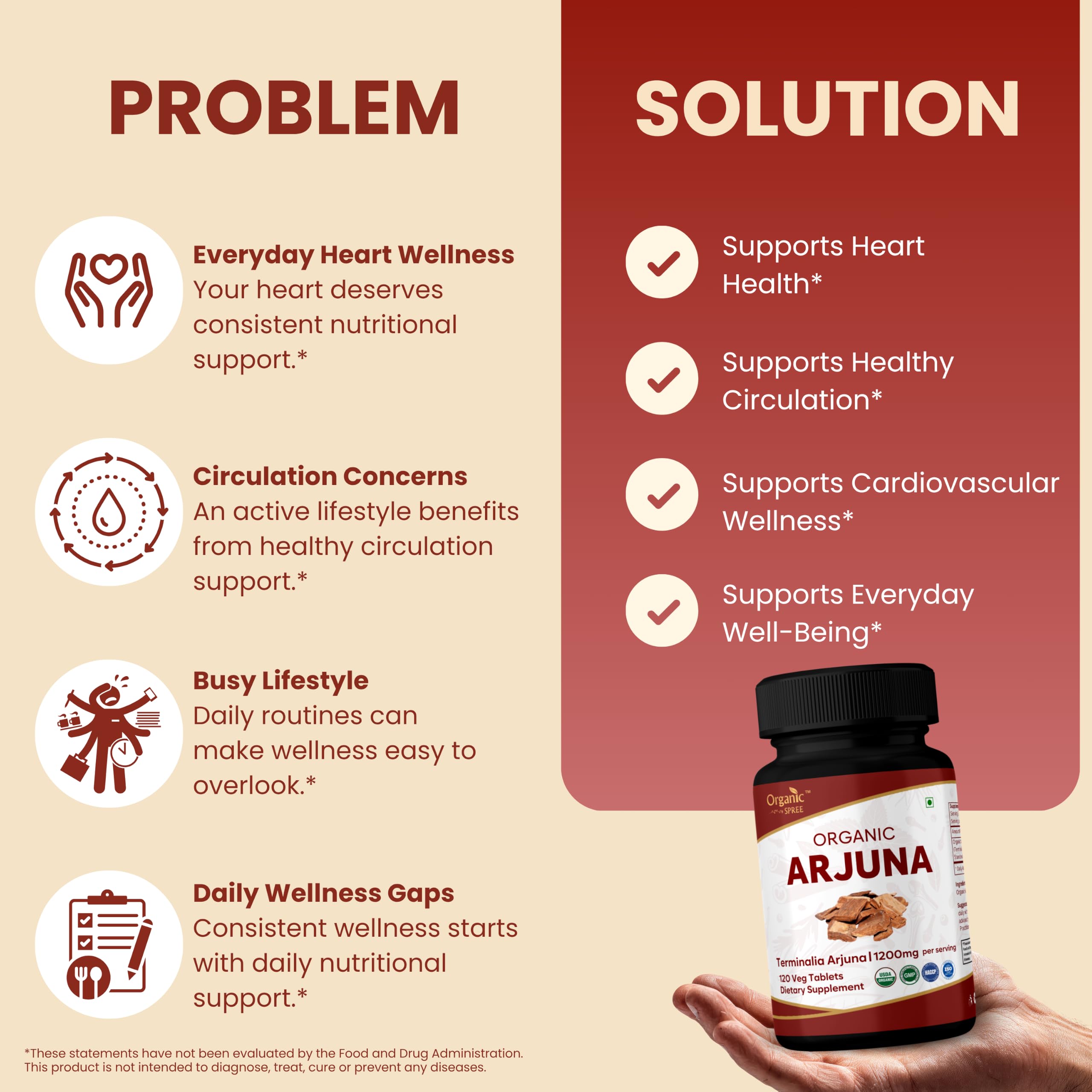 ORGANIC SPREE Arjuna 120 Tablets - Supports Heart Health & Daily Wellness* - Terminalia arjuna - 60 Days Supply - USDA Organic, GMP, HACCP Certified — Amazon image 3