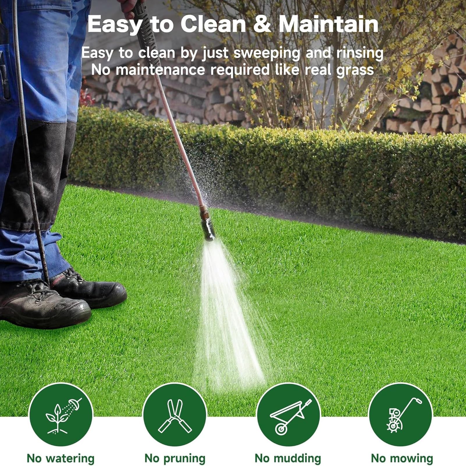 Tappeto in Erba Artificiale Spesso 25 mm - Resistente ai Raggi UV, atossico, Design drenante per Giardino, Balcone, terrazza, Uso Esterno - Varie Dimensioni (6,5x15 Piedi)