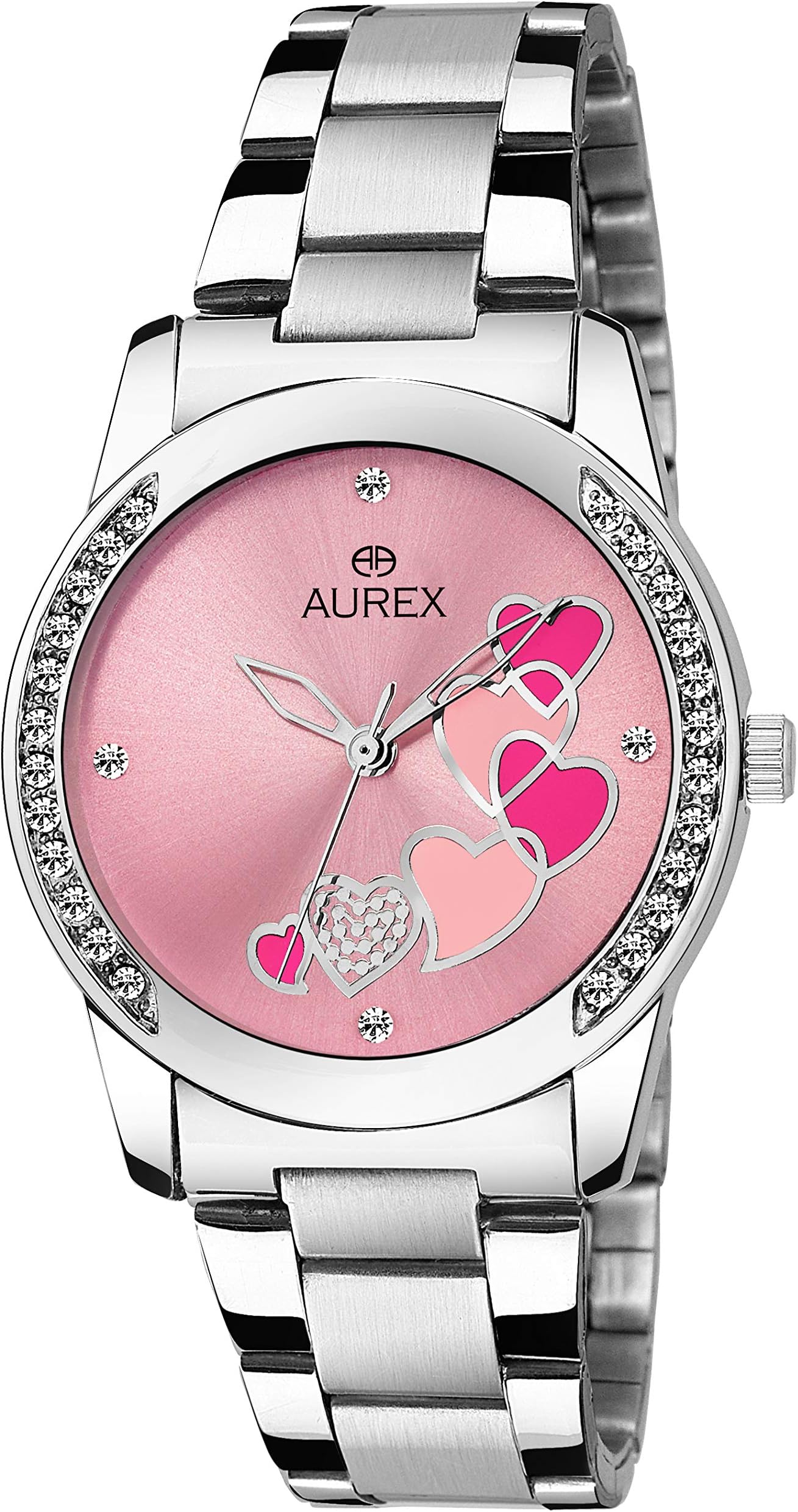 Analogue Women's Watch (Pink Dial Silver Colored Strap)