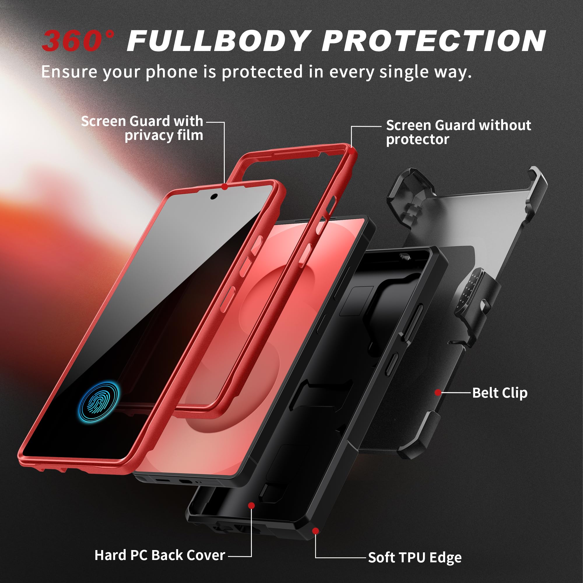 TONGATE Funda magnética para Samsung Galaxy S25 Ultra con protección de Pantalla de privacidad, [Compatible con Magsafe] [protección Militar contra caídas] S25 Ultra Funda con Clip para cinturón