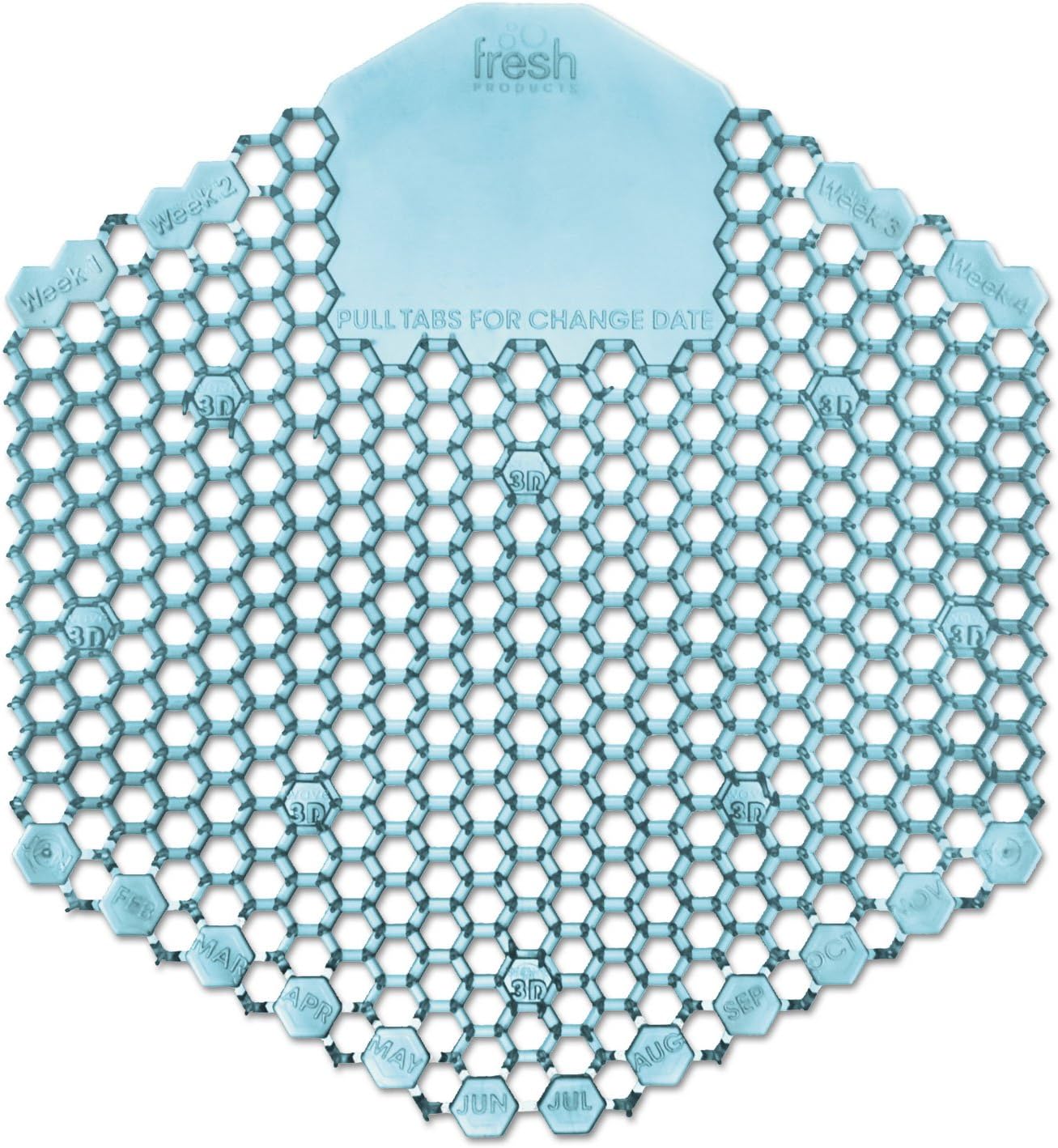 Wave 3D Urinal Deodorizer Screen, Ocean Mist Scent, Blue, 10 Screens/Box