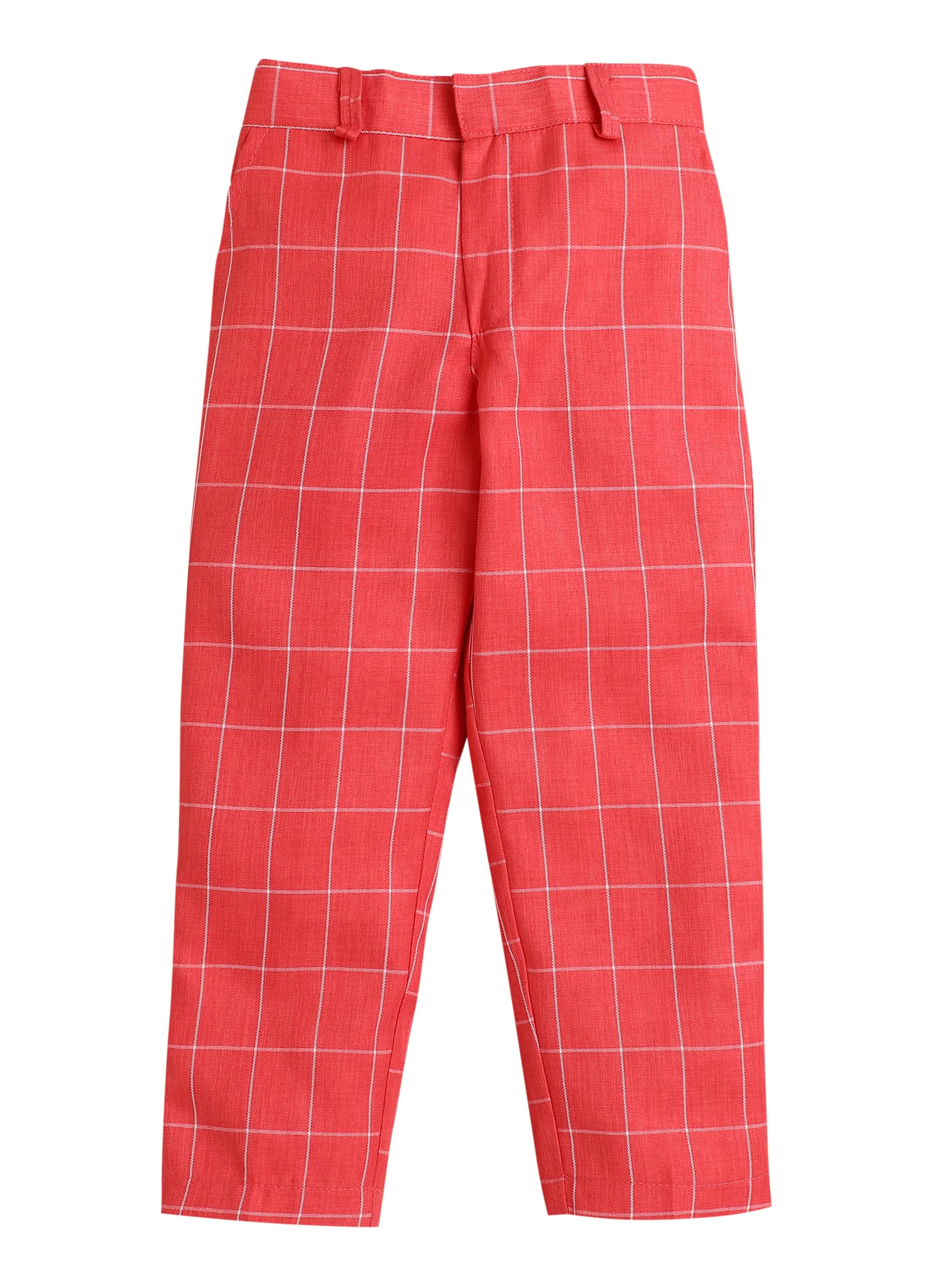 Jeetethnics Boys Peach Checked Waistcoat Set with Shirt and Trousers (6040AXH) 1