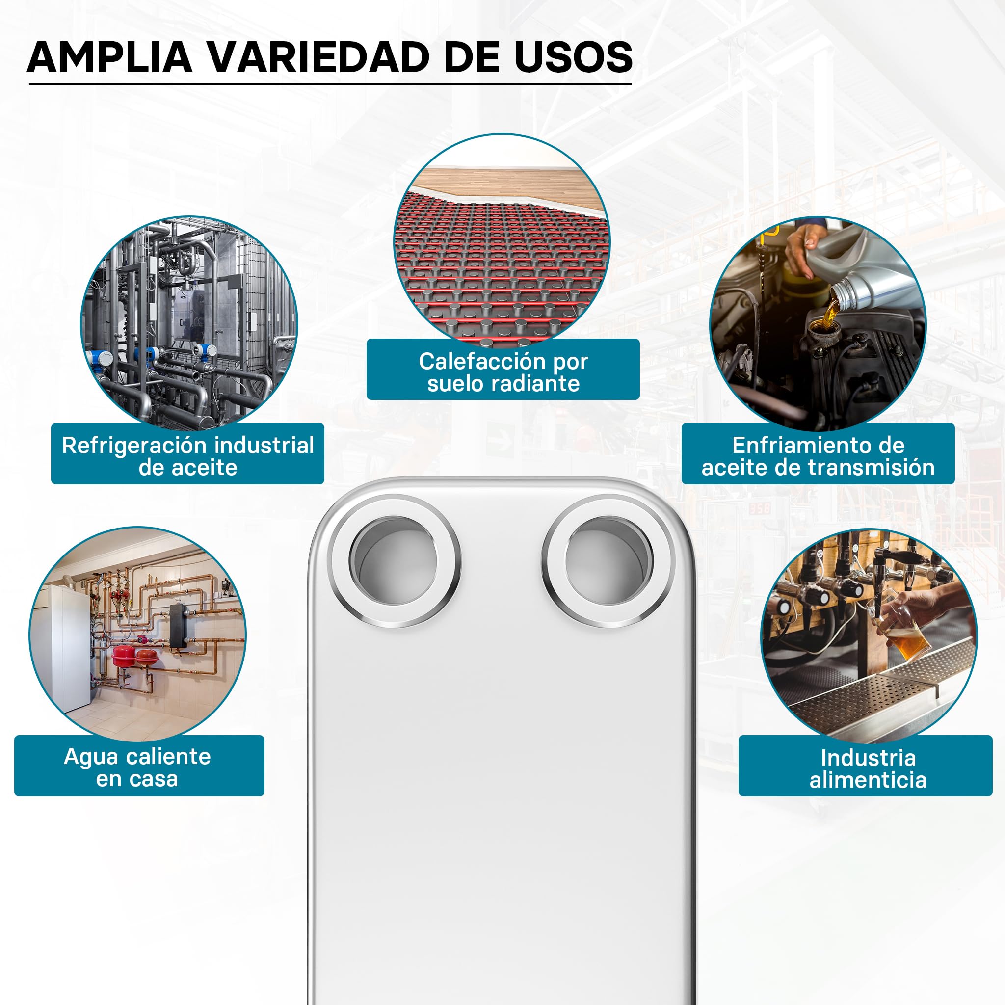 Wiltec Intercambiador calor térmico acero inoxidable 40 placas Termocambiador placas máx. 440 kW