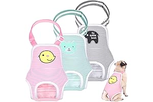 3 Pieces Dog Diaper Striped Sanitary Pantie with Adjustable Suspender