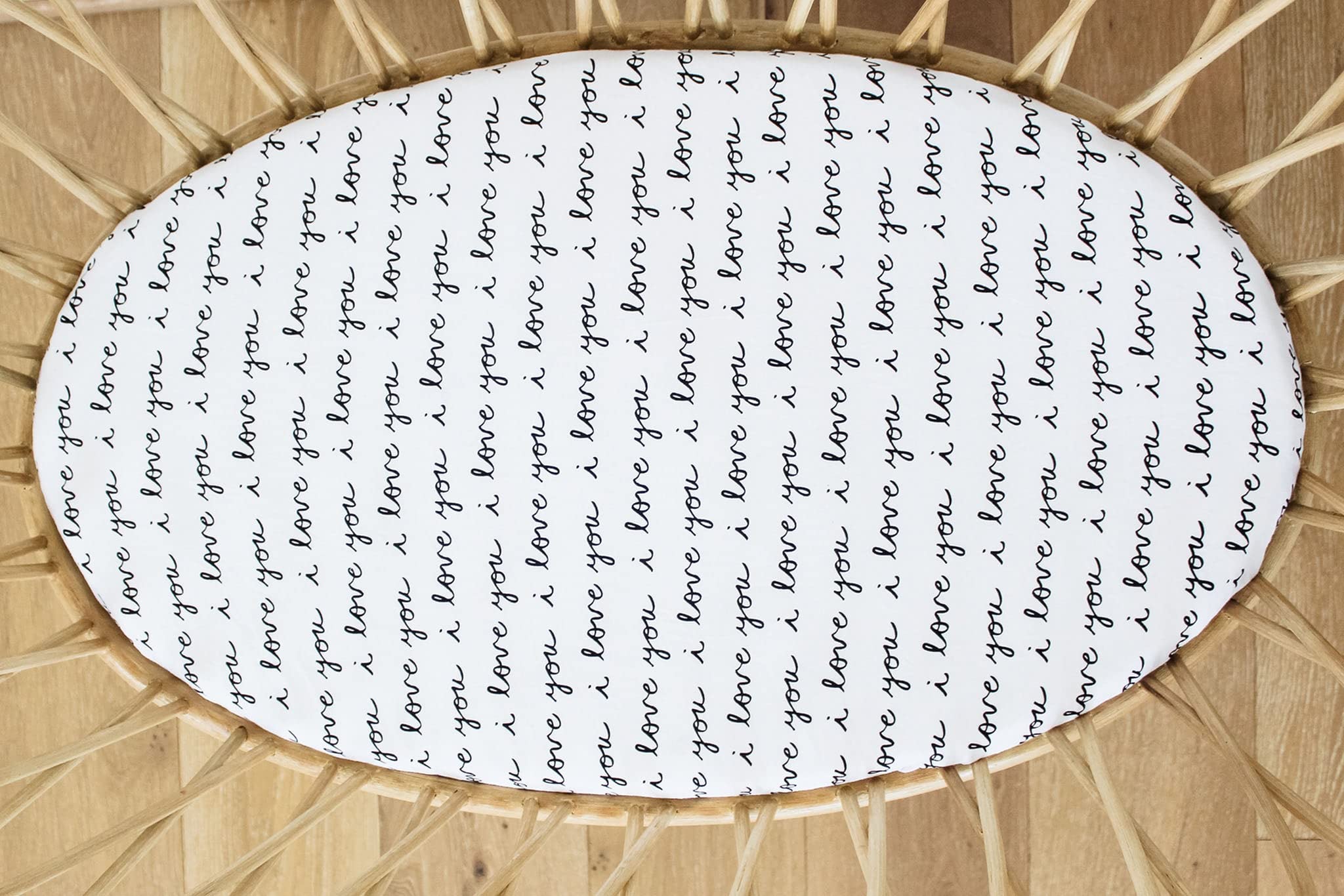 NODNAL CO. Sábana bajera ajustable para moisés, 100% algodón, unisex, para bebé, niña/niño, con texto "I Love You", cuadros y lunares abstractos (I Love You)