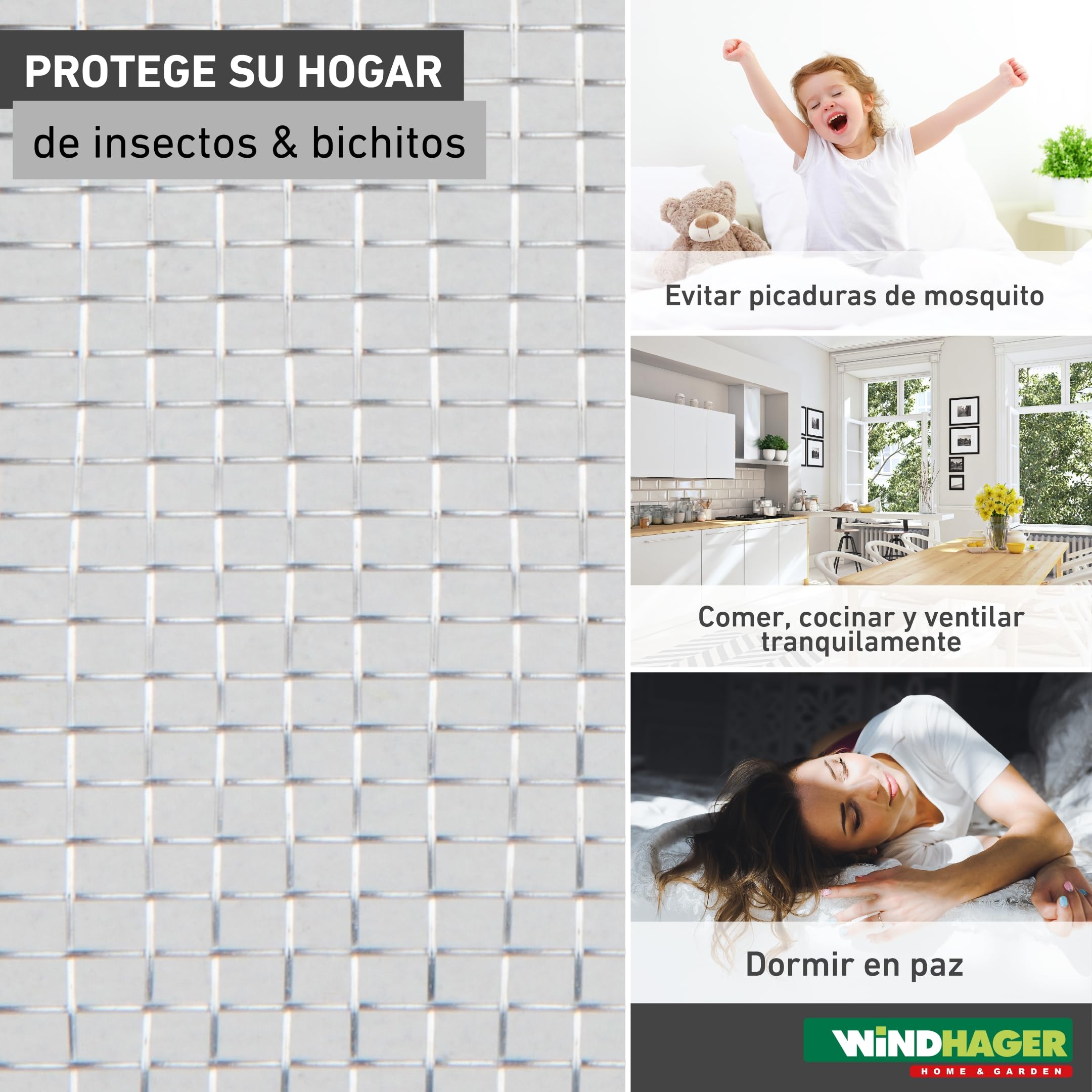 Windhager mosquitera, Tejido de Aluminio, Robusta, Resistente, Plateada, 100 x 250 cm, 03621