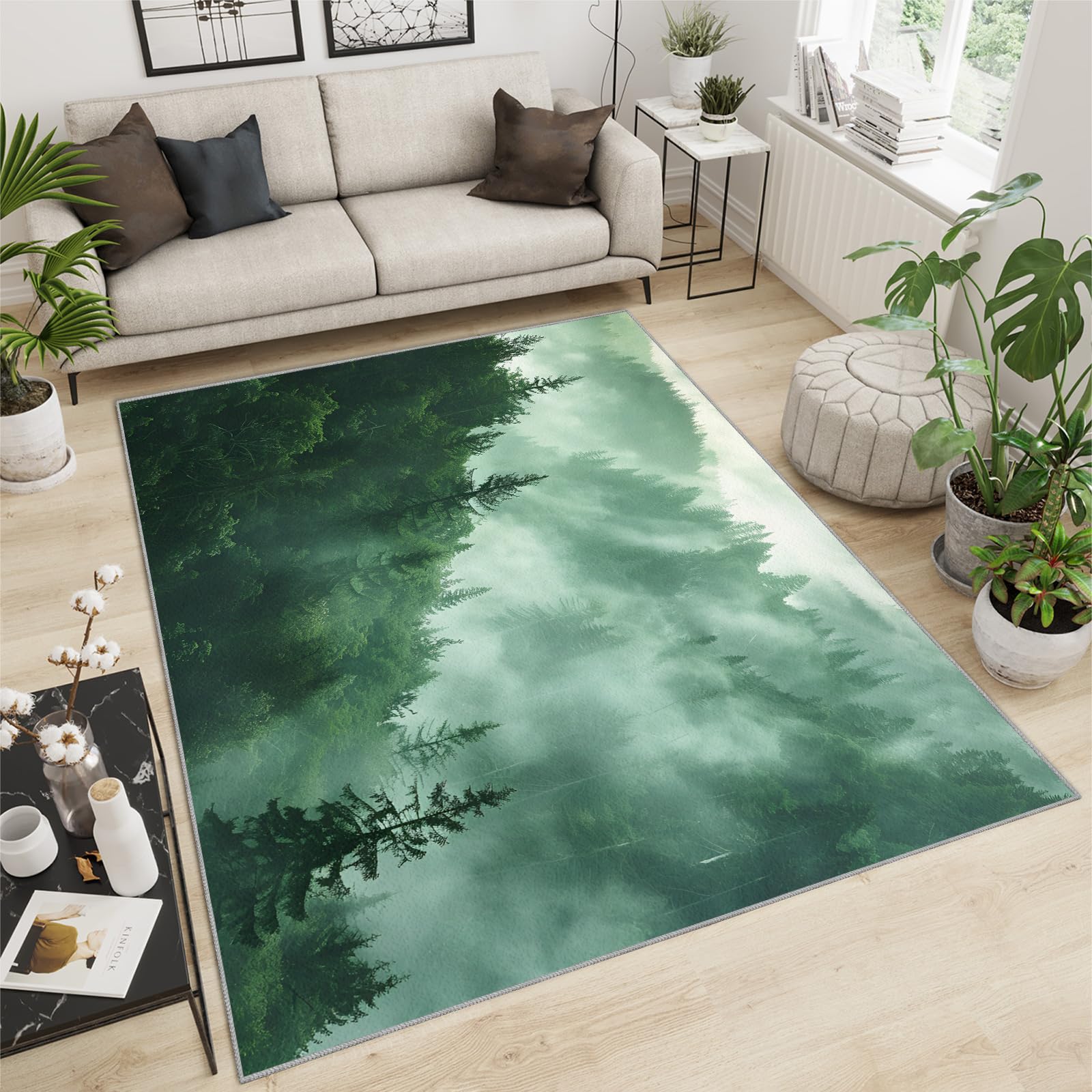 Forest Rugs For Living Room 5x6, Art Landscape Aurora