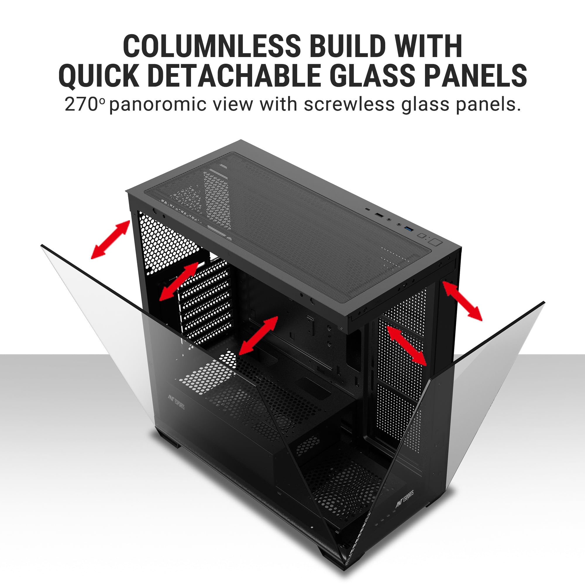Ant Esports Crystal X7 Gaming Case - Black -8 Ant Esports Crystal X7 Gaming Case - Black -8