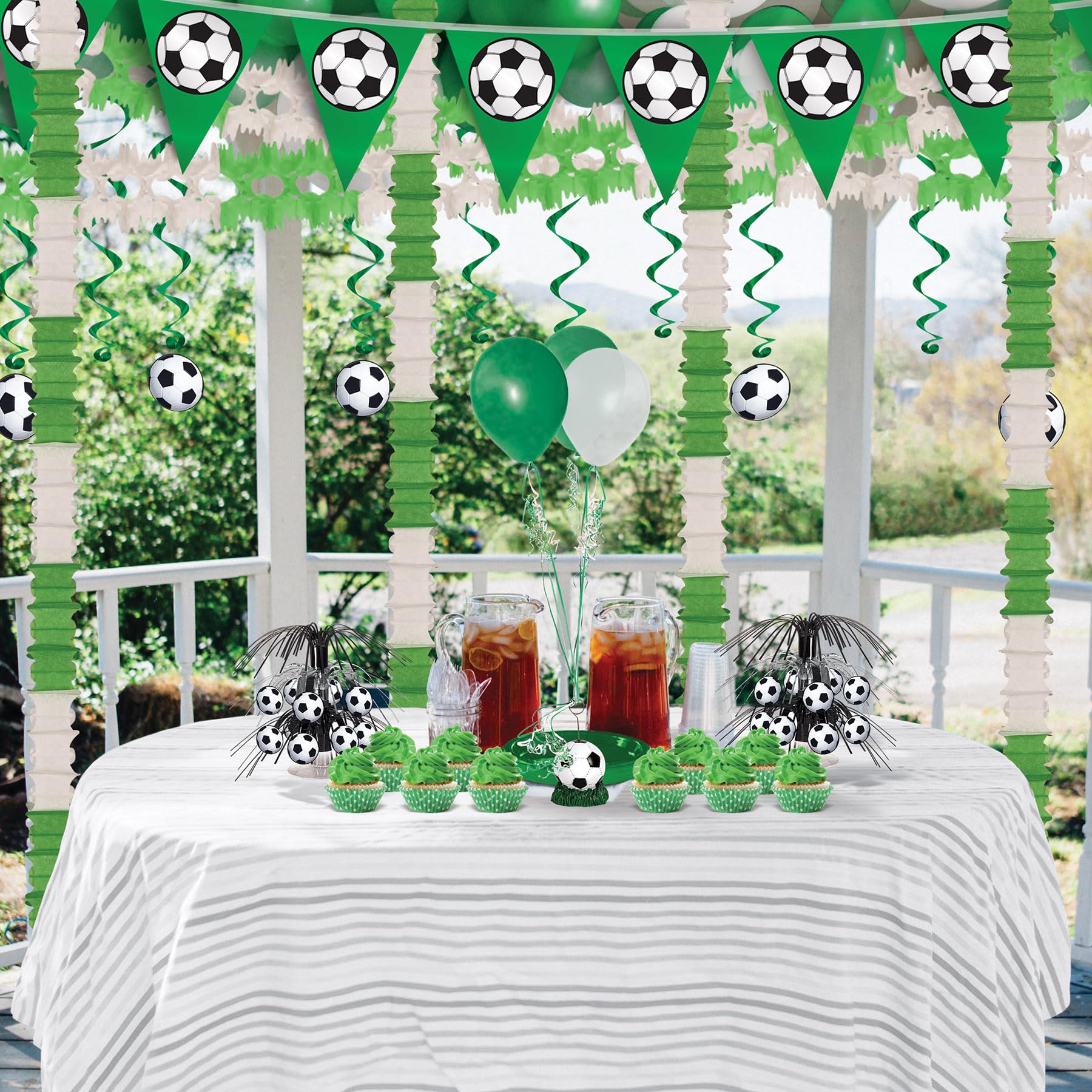 Beistle 4 Stück 35,6 cm x 11,4 cm Papier hängende Deckengirlanden Partydekorationen Fotoautomaten Hintergrund Dekor grün/weiß