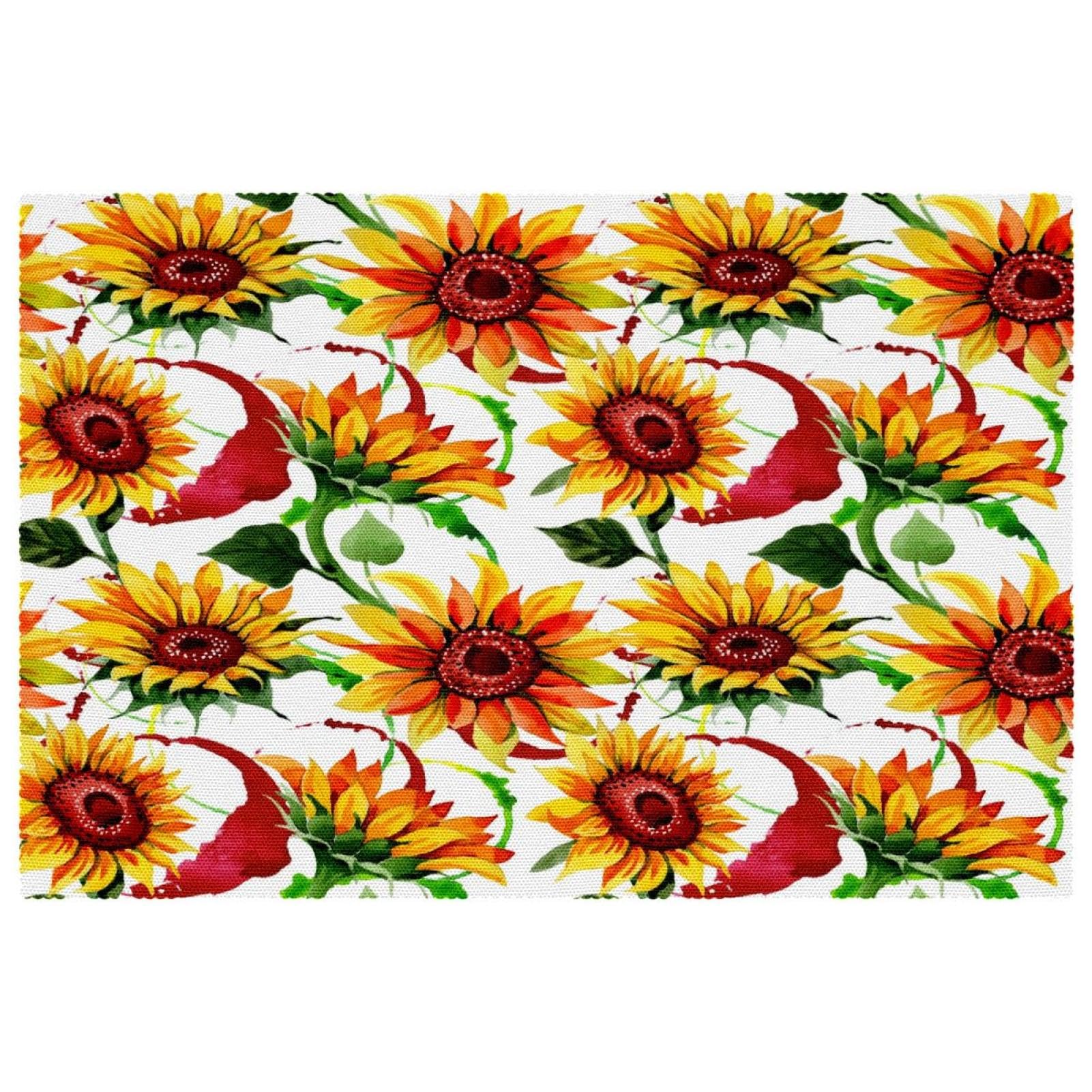 Set de table lot de 6 lavables 30x45cm motif tournesols sauvages antidérapants