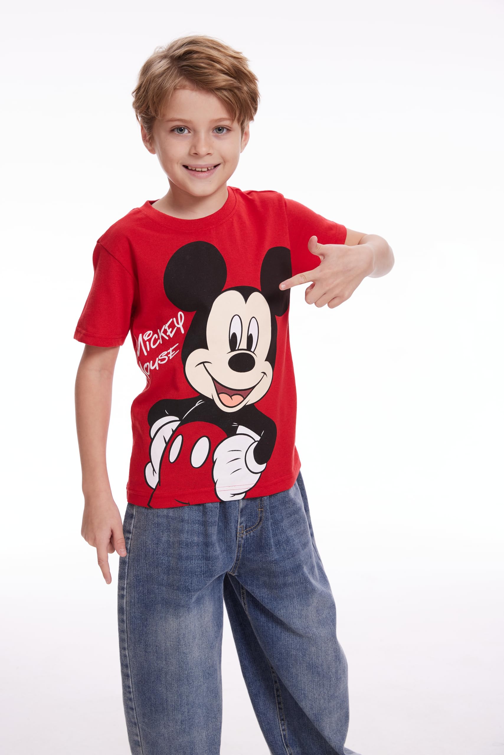 Disney Mickey Mouse & Friends T-shirt dla maluchów i małych dzieci, niebieski, czerwony, żółty, pomarańczowy, 4 sztuki