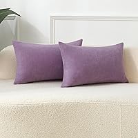 Vista 35 de Juego de 2 fundas de almohada decorativas de pana burdeos suaves y acogedoras, fundas de cojín cuadradas de chenilla para sofá, decoración de sala