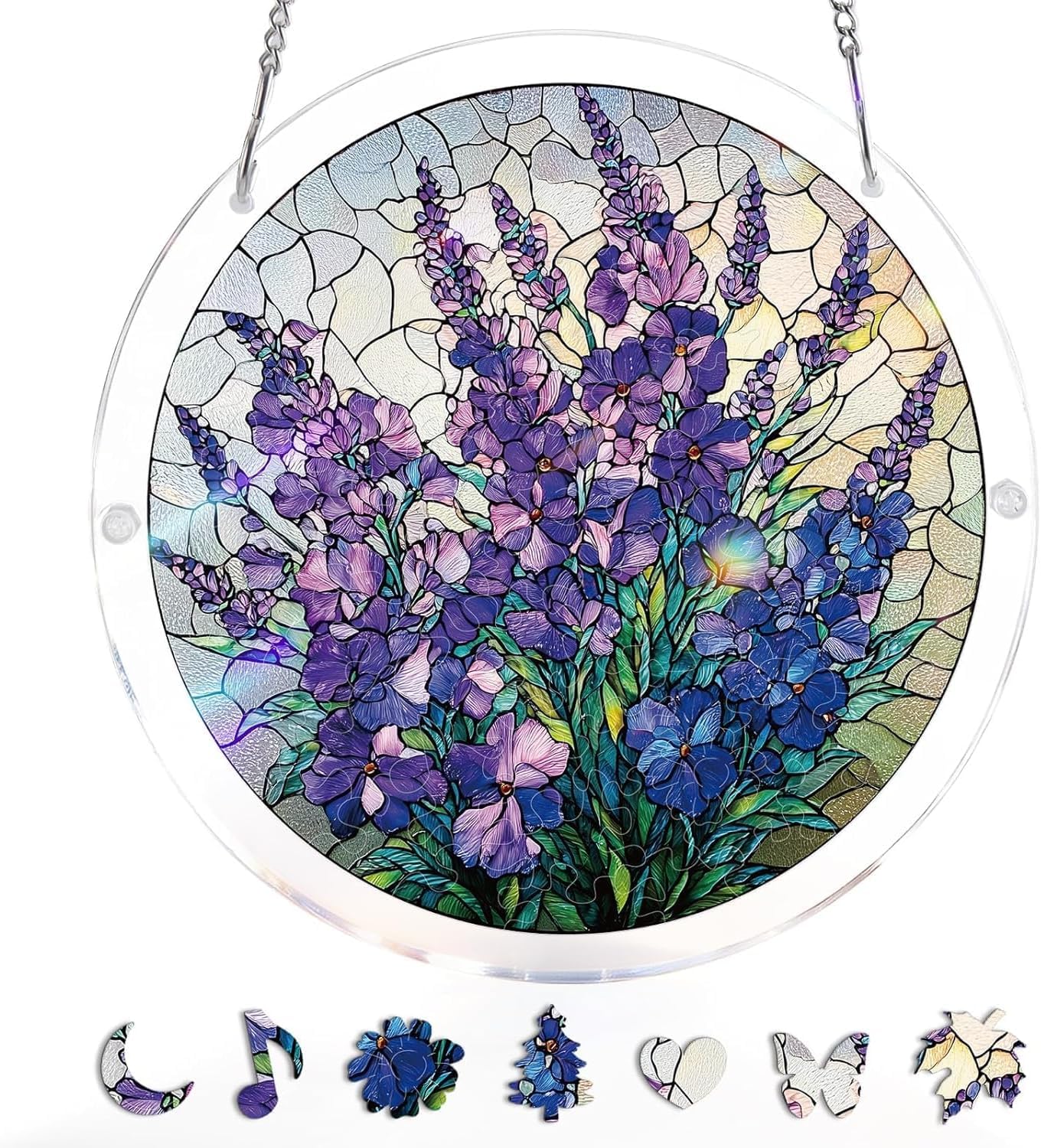 Acrylic Puzzle Suncatcher,83 Pieces Sun Catcher Stained Glass Acrylic Puzzle Decoration for Home Decor Birthday Women Men Mom (Chasing the Sun Sea) — view 10