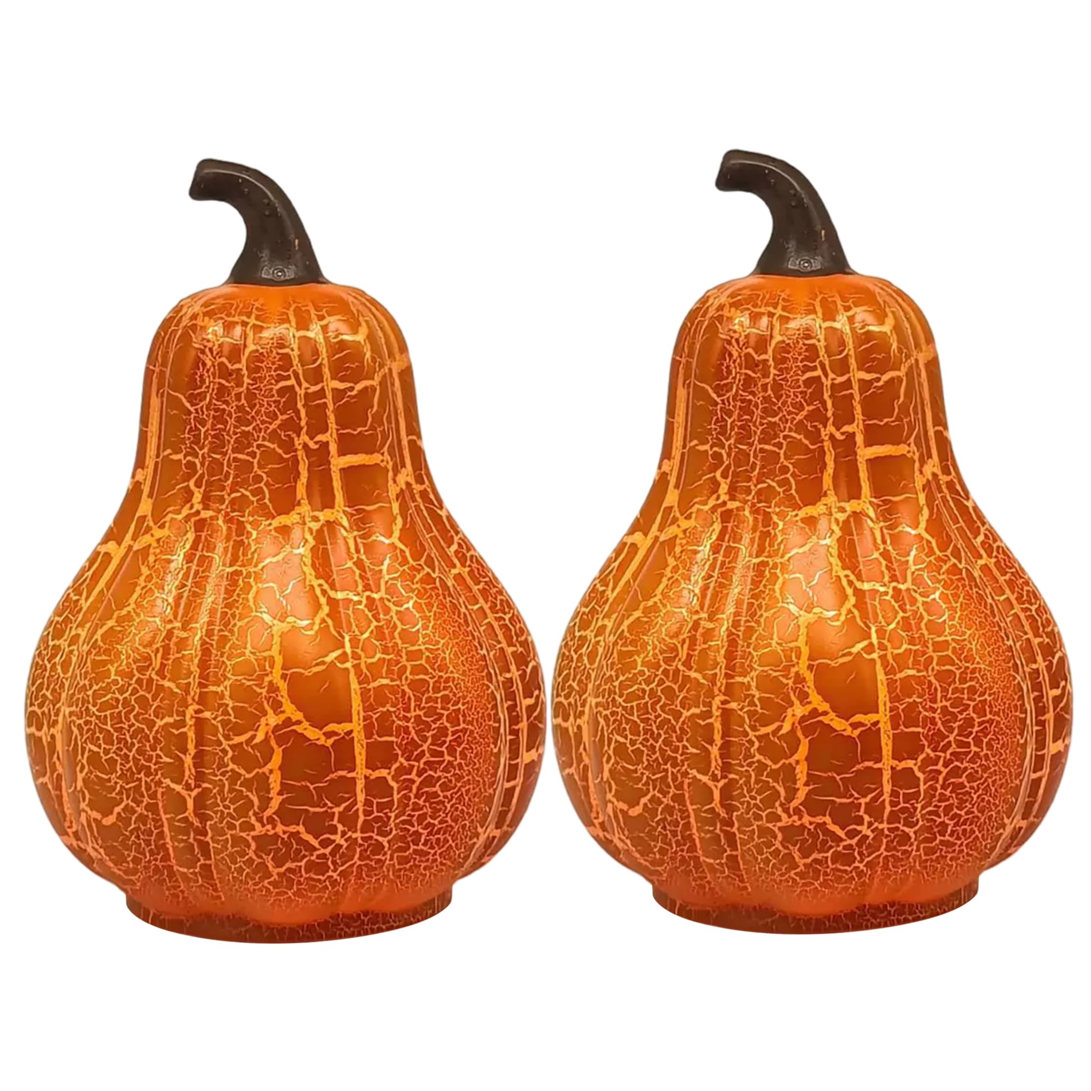 Tsawntd 2-Pack Twinkling Pumpkins Led Orange Lamps
