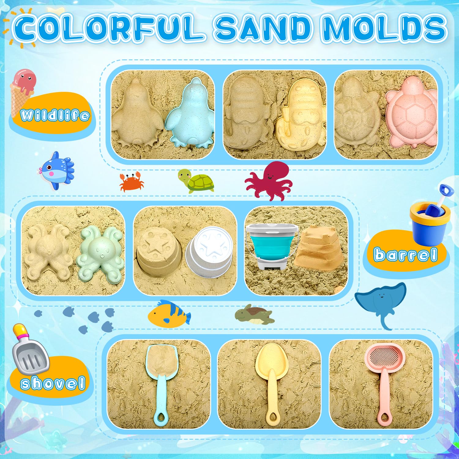 Beach Sand Toys Set For Kids Toddlers 13Pcs Beach Toy Set With Truck Bucket Watering Can Shovels Rakes Sand Castle Molds - View #5