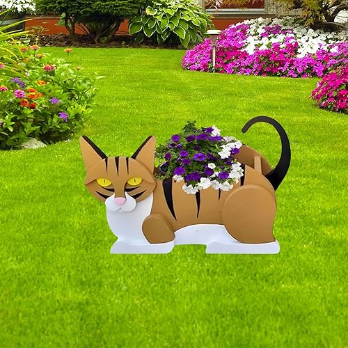 Macetero de gato naranja y blanco, bonita maceta de jardín para perros, regalos de cumpleaños para mujeres, oficina, decoración de interiores y