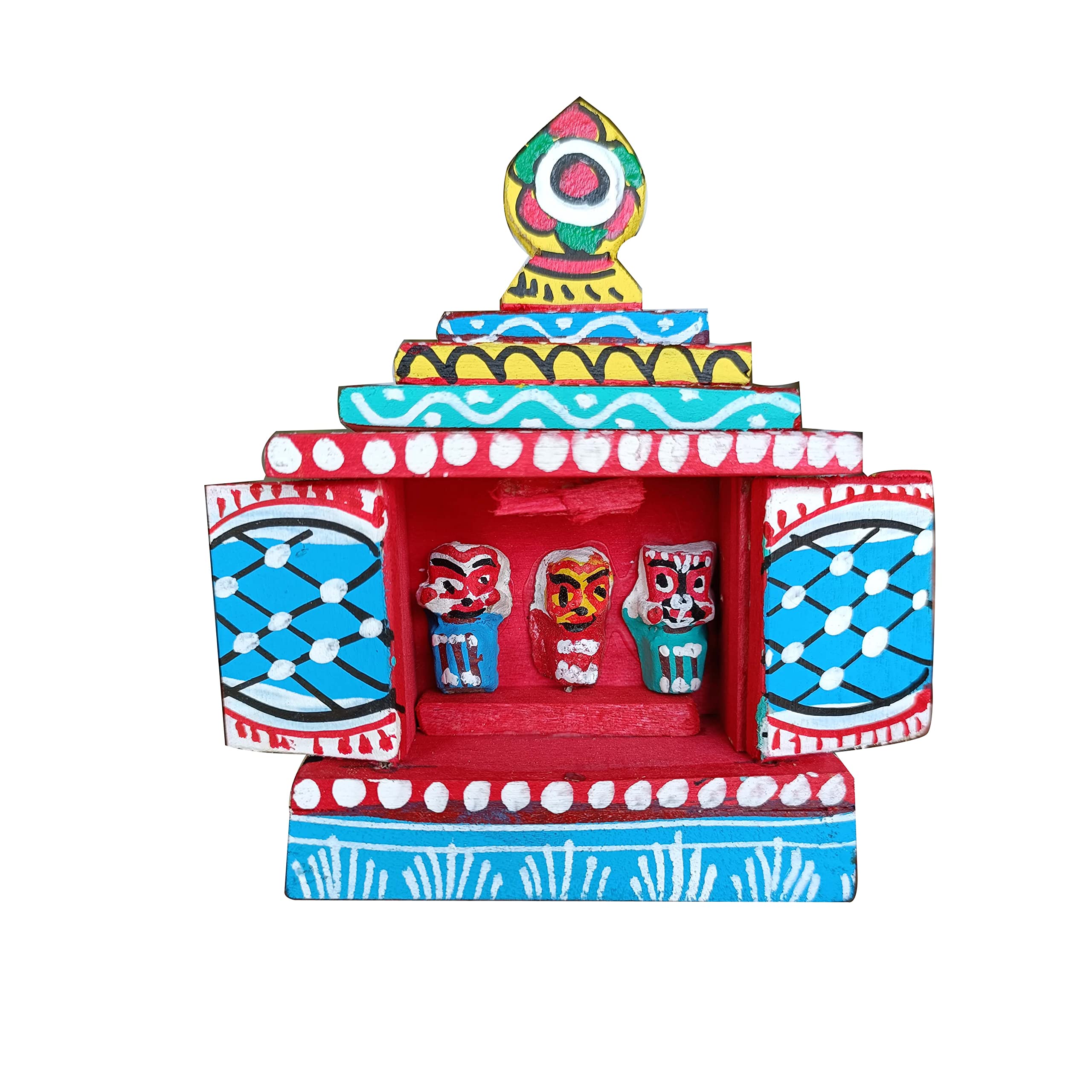 Lord JAGANNATH God Lord Jagannath| World Lord Jagannath Temple Hand Crafted in Wood,and 3 Idols Placed in The Tmple