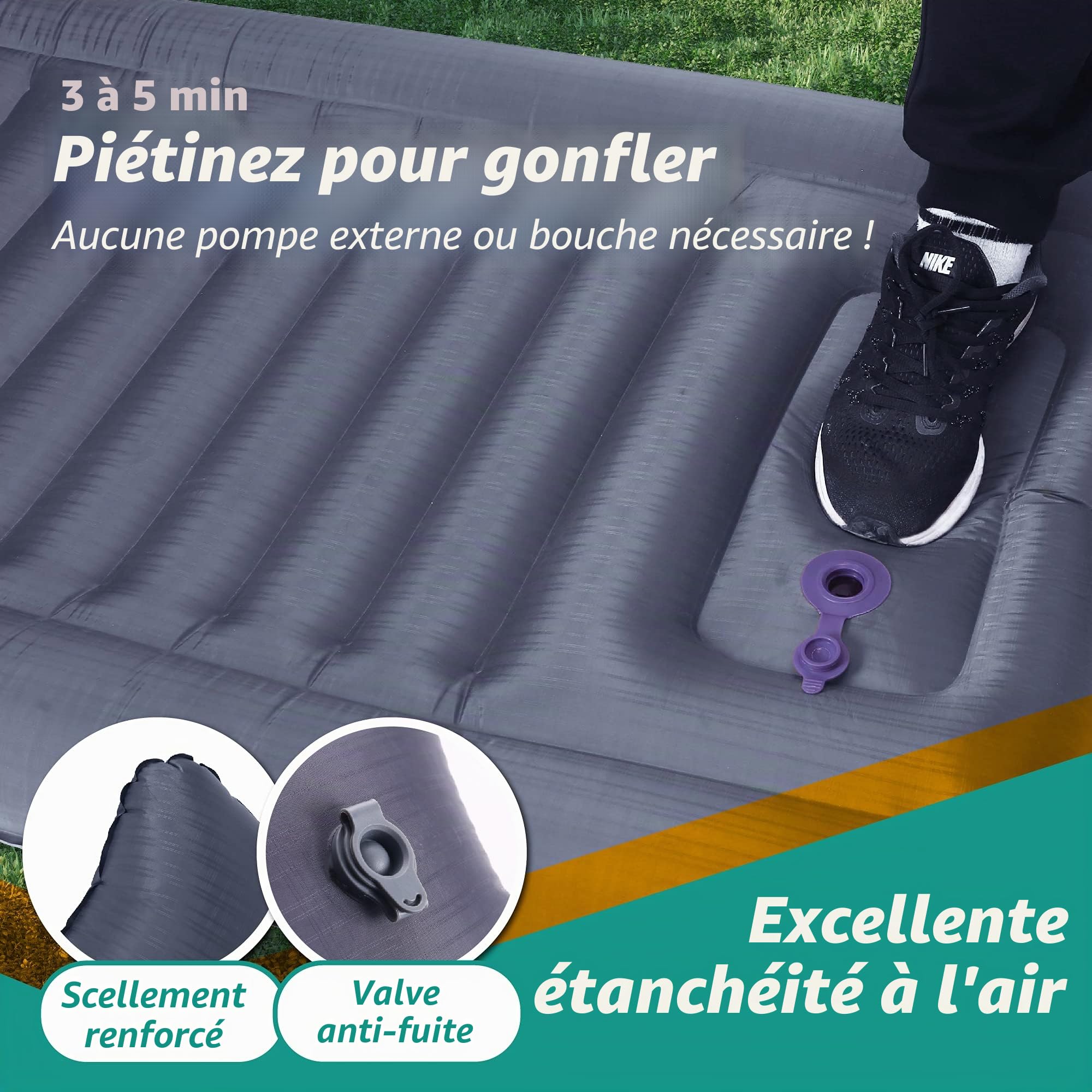 TREKOLOGY Tapis de Camping Auto-gonflant, Matelas de Camping Ultra léger, 186 cm x 76 cm x 12,5 cm