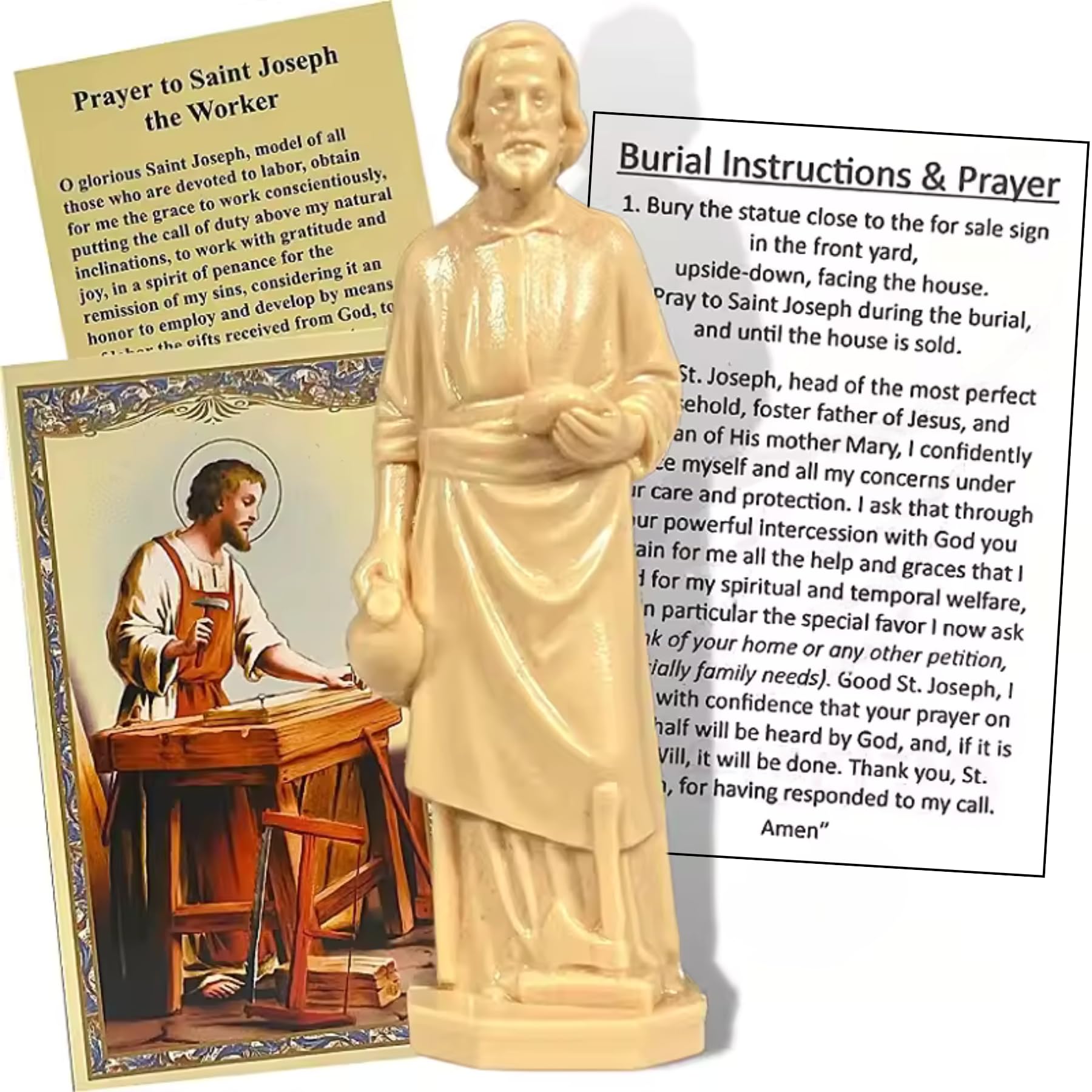 St Joseph Statue for Selling Homes: Set With Instruction Cards and Prayer, 3 Inches, Complete Set