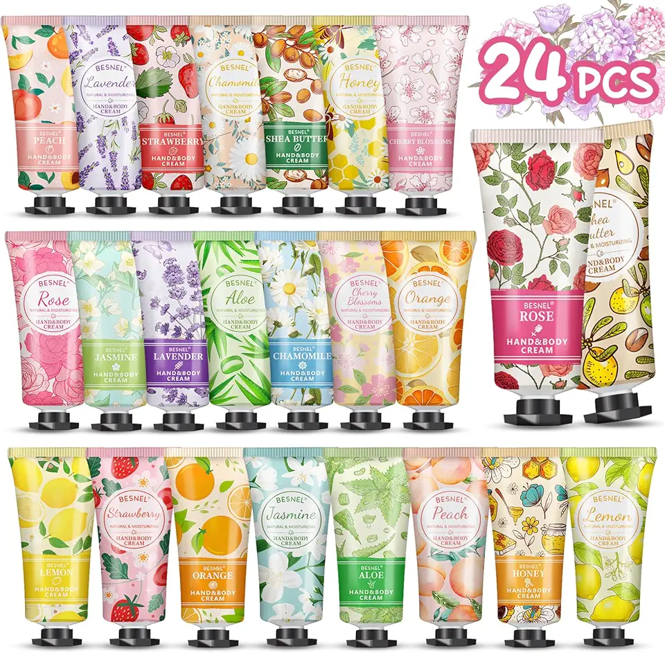 24 Pack Hand Cream Gifts Set,Stocking Stuffers for Women,Teengirls,Christmas Gifts Set,Bulk Mini Moisturizing Hand Lotion Travel Size for Dry Cracked Hands,Teacher Appreciation Gifts,Bridesmaid Gifts