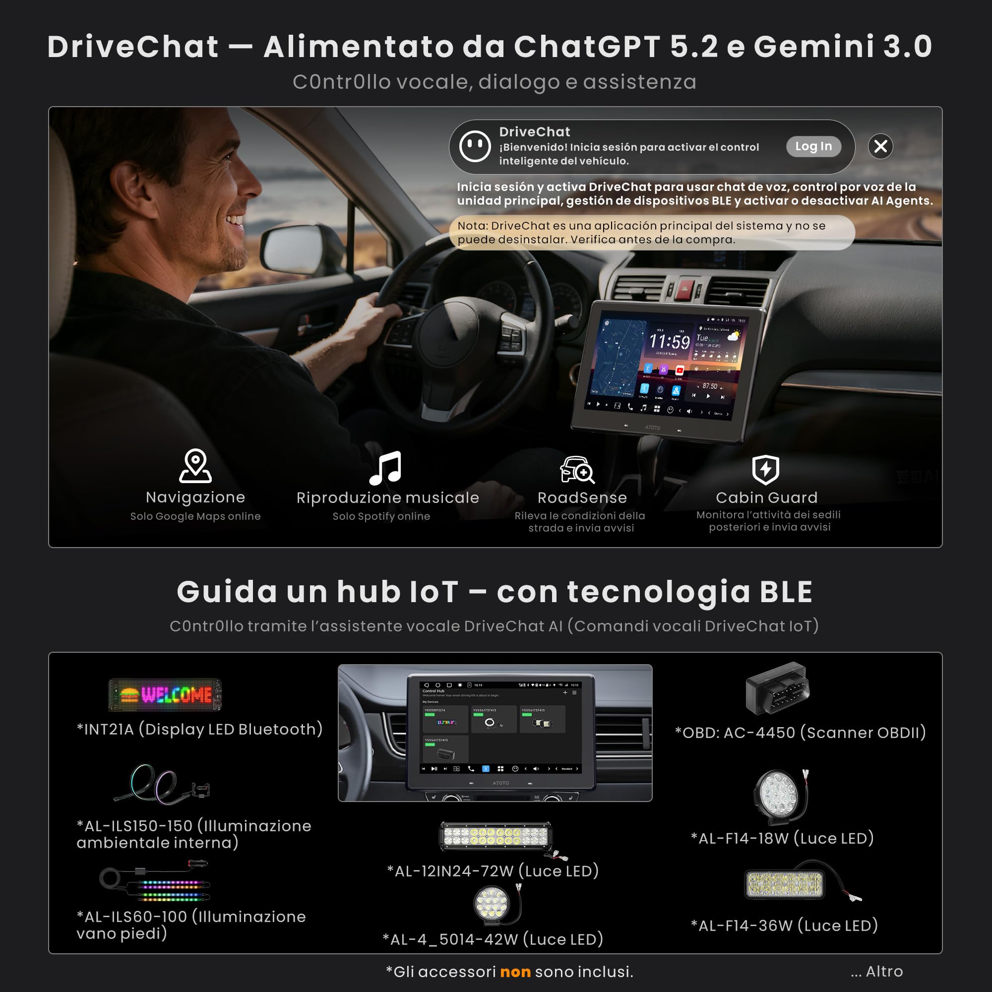 ATOTOZONE 10" QLED DAB AI Autoradio 2 Din Android, 8G+128G, Carplay Senza Fili & Android Auto, 4G LTE, DSP & 36B-EQ, Audio 7.1.2 Canali, Ingresso HDMI, 2 Wifi & Bluetooth, Tracciamento GPS, X10DG211E