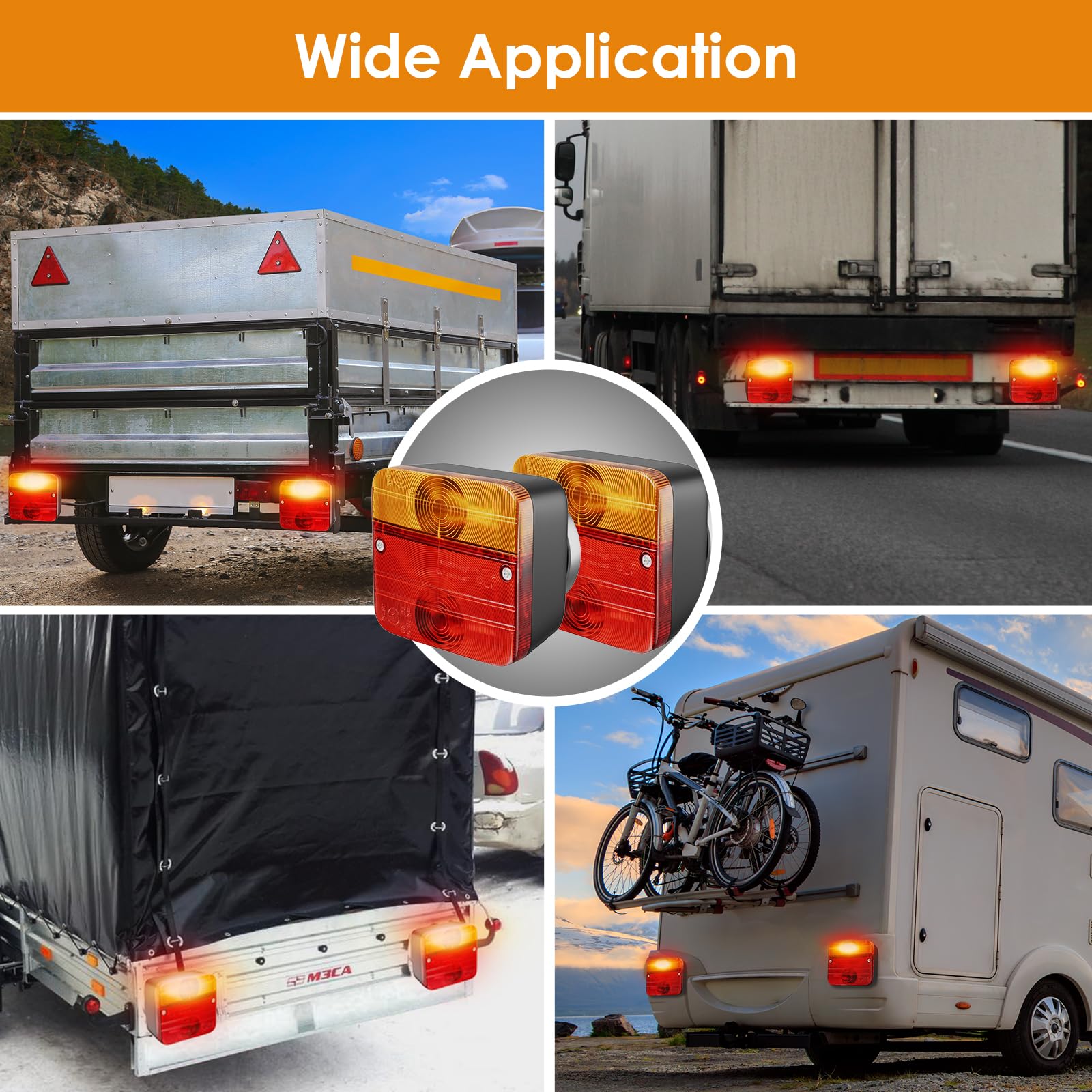 TLGREEN Feux Remorque avec 7M Câble Feu Arrière de Remorque 12V | 7 Broches avec Marque de Test E pour Voitures Camions Caravanes Bateaux Camionnettes Feux Arrière d'éclairage