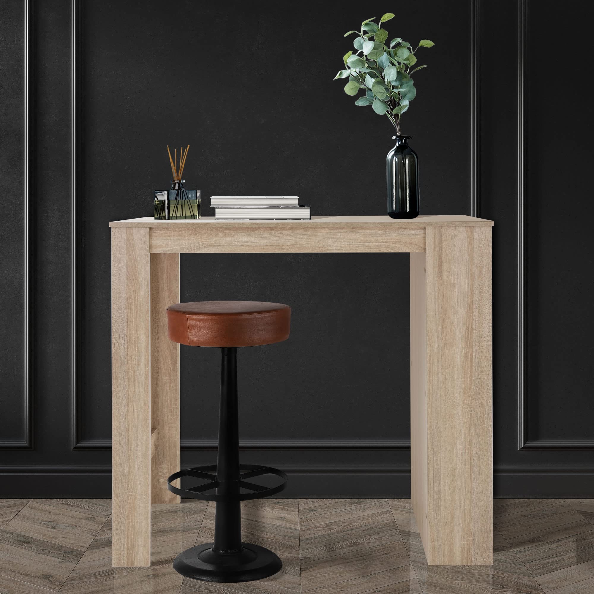 ML-Design Tavolo da Bar con 3 Ripiani Rovere di Sonoma Pannelli MDF 117x106x57 cm Alto Stile Moderno Elegante Bancone Rettangolare per Interni da Cucina Pranzo Bistrò caffè Truciolato