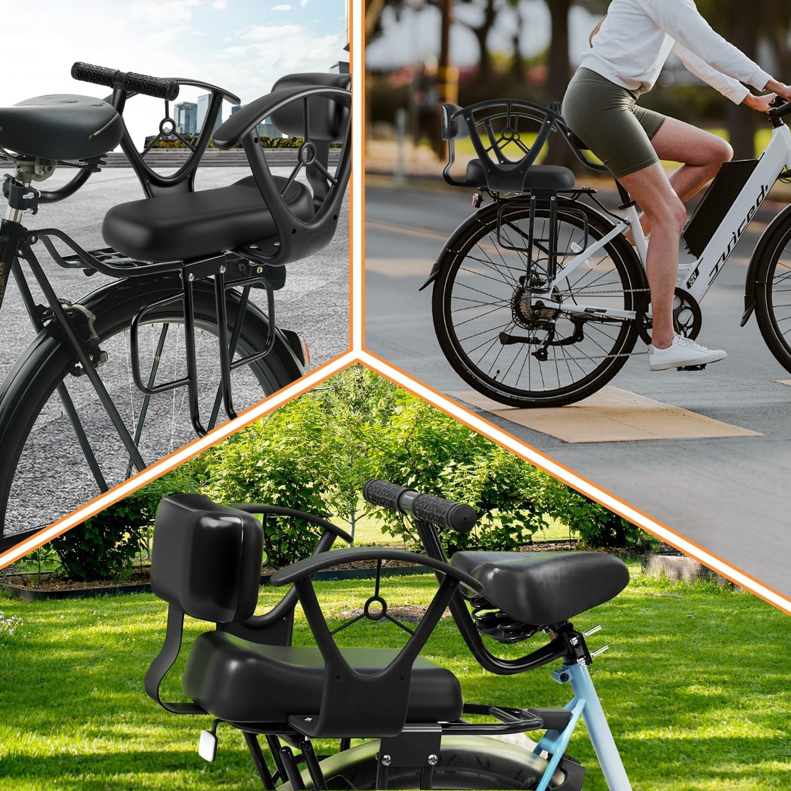 Siège enfant de vélo, siège arrière réglable, avec accoudoirs de sécurité et repose-pieds - Siège de sécurité de vélo pour enfants de 2 à 6 ans - Convient pour les vélos avec porte-bagages