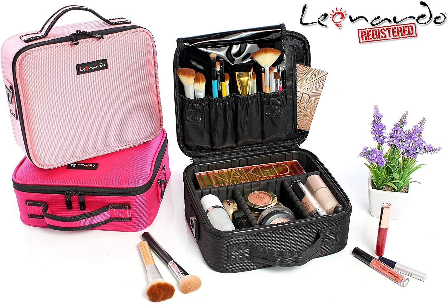 Leonardo LEO50819 Portatrucco Valigetta Porta Trucchi Piccola per il Trucco Professionale Borsa Portatrucco per Cosmetici da Viaggio per Make-up Artist Piccola senza specchio